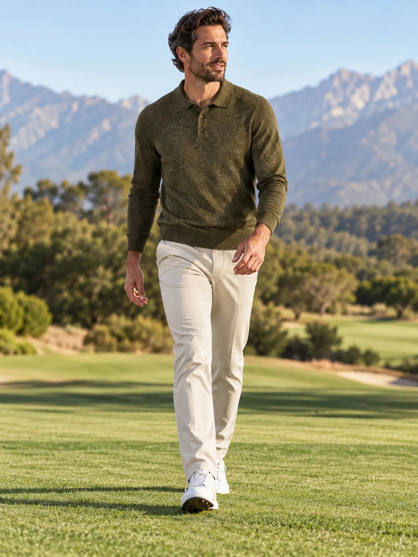 Luxe Core-Spun Long Sleeve Polo