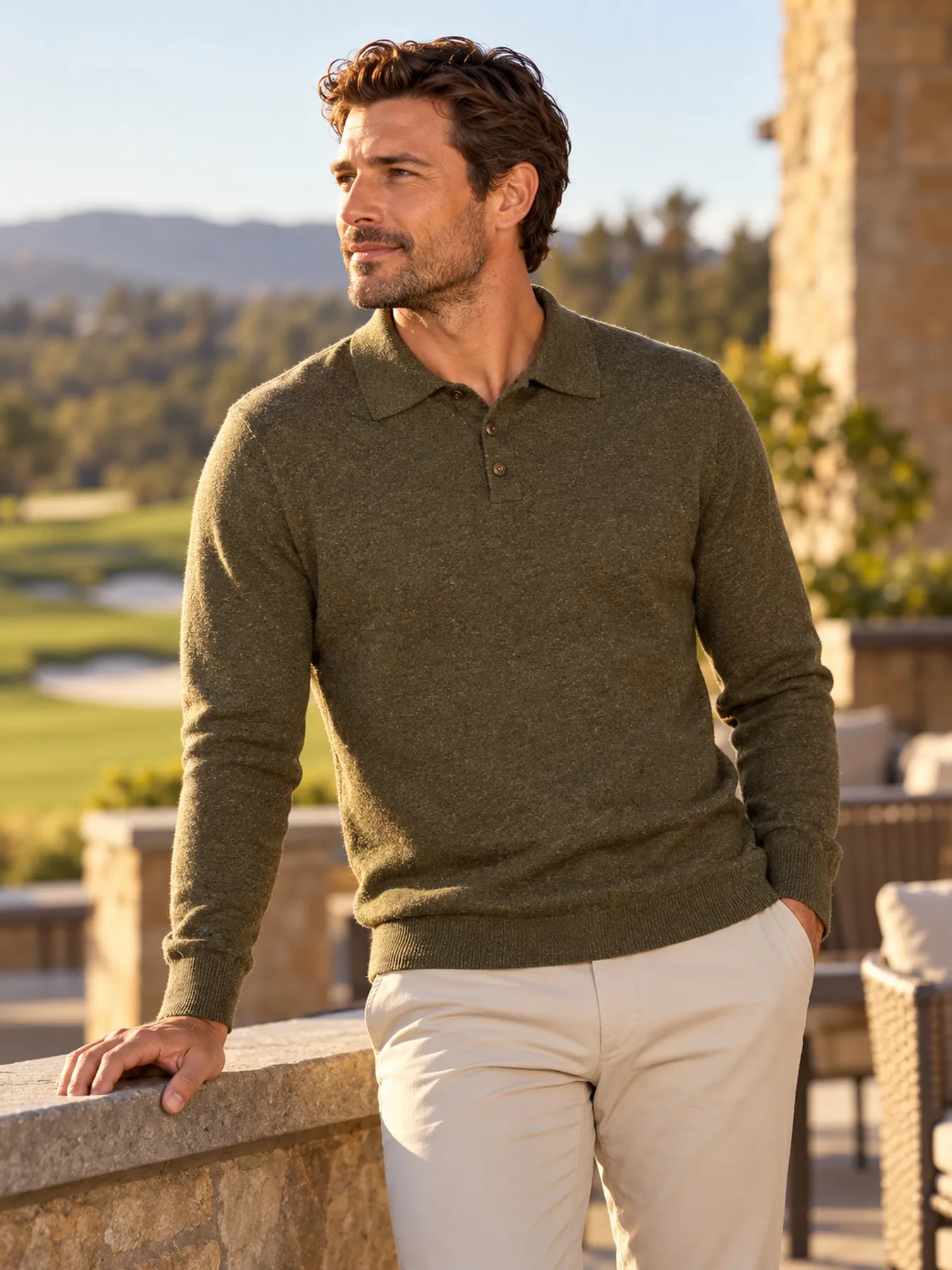 Luxe Core-Spun Long Sleeve Polo