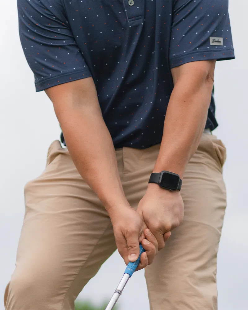 Men's Blue Printed Polo Shirt - Deolax