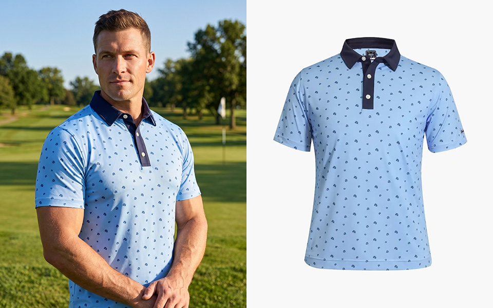 Men's Blue Julian Pique Stretch Polo