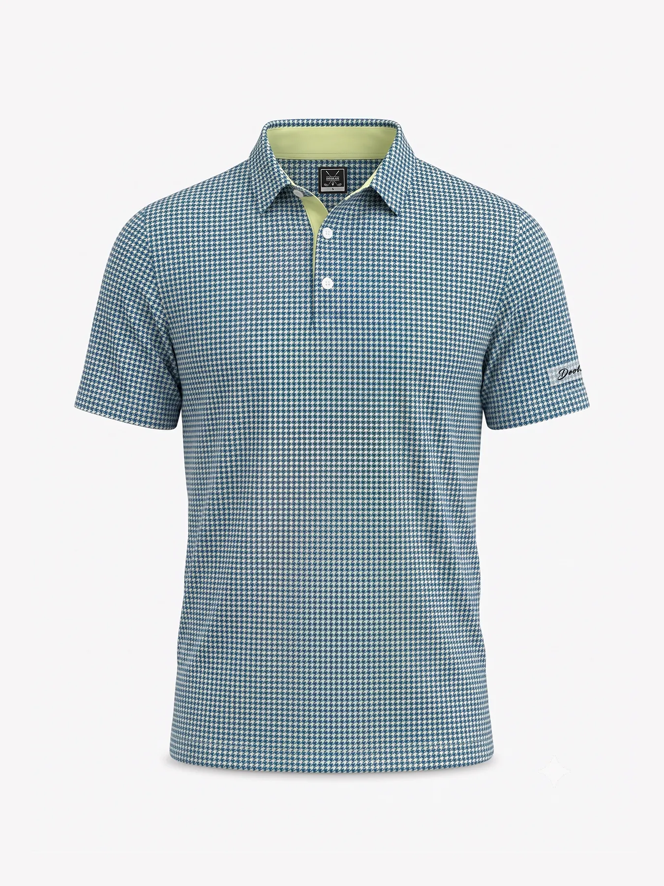 Houndstooth Lime Polo