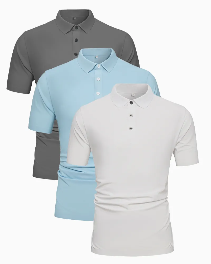 Stay Cool Performance Seamless Polo Shirt 3-Pack