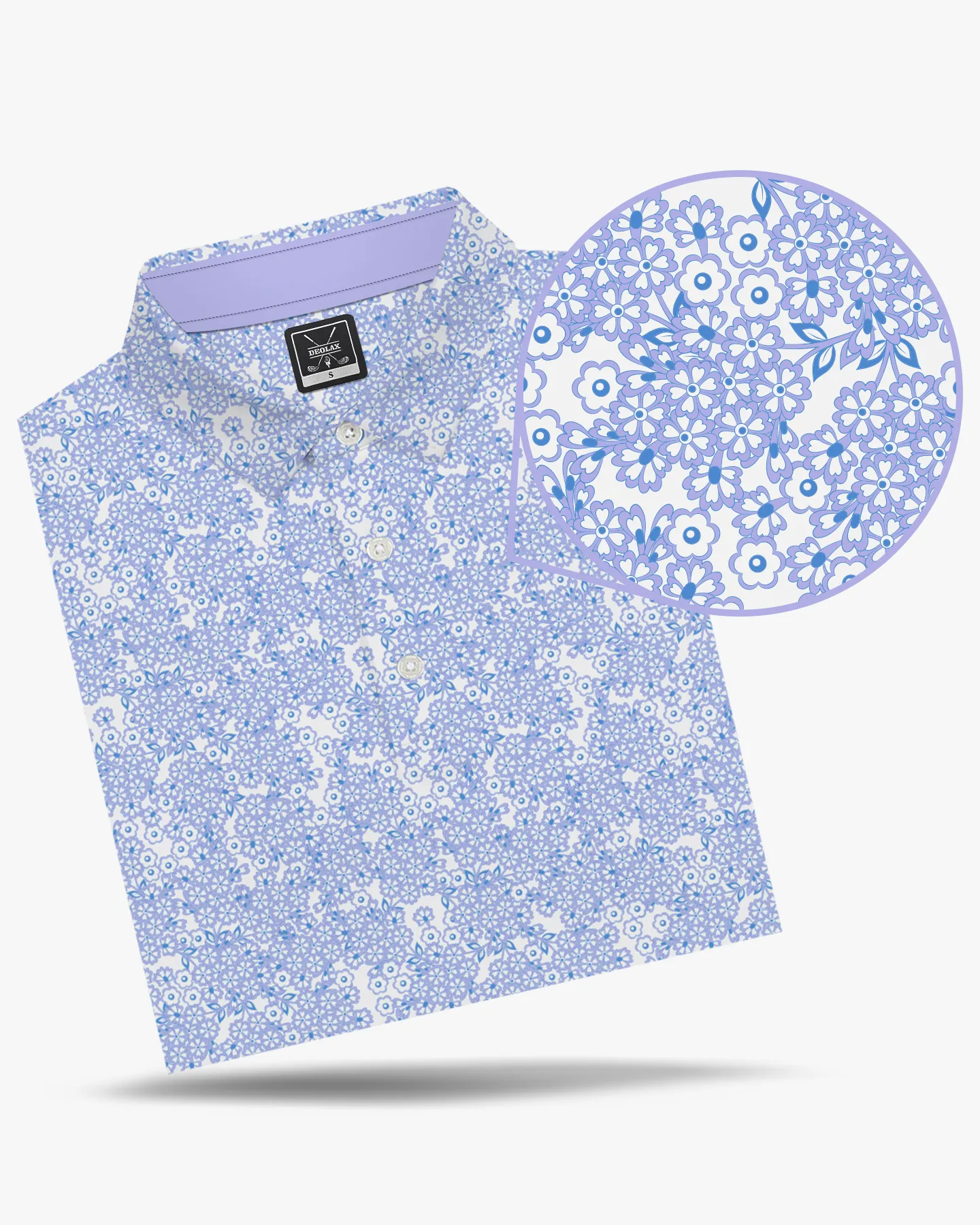 Micro Floral Print Polo - Deolax