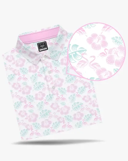 Pink Mingos Hawaiian Polo - Deolax