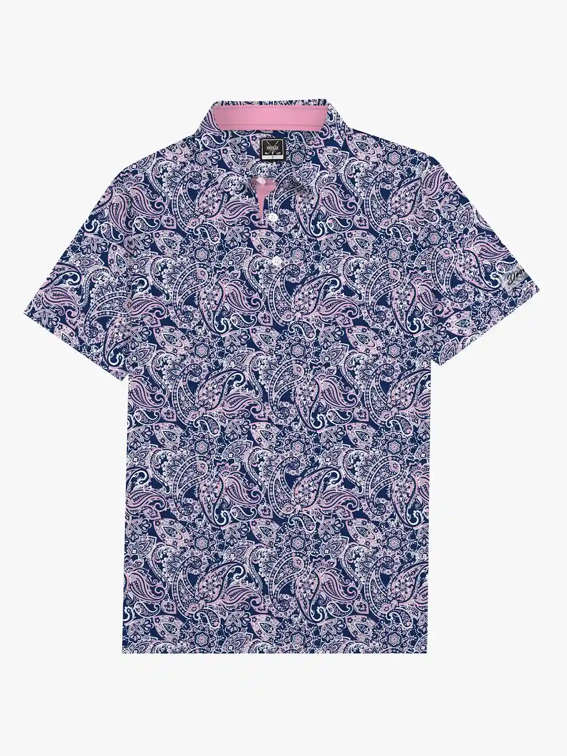 Midnight Men's Pink Paisley Polo - Deolax