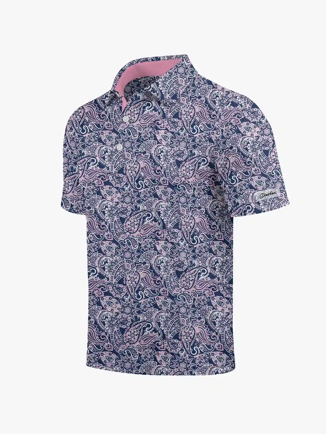 Midnight Men's Pink Paisley Polo - Deolax
