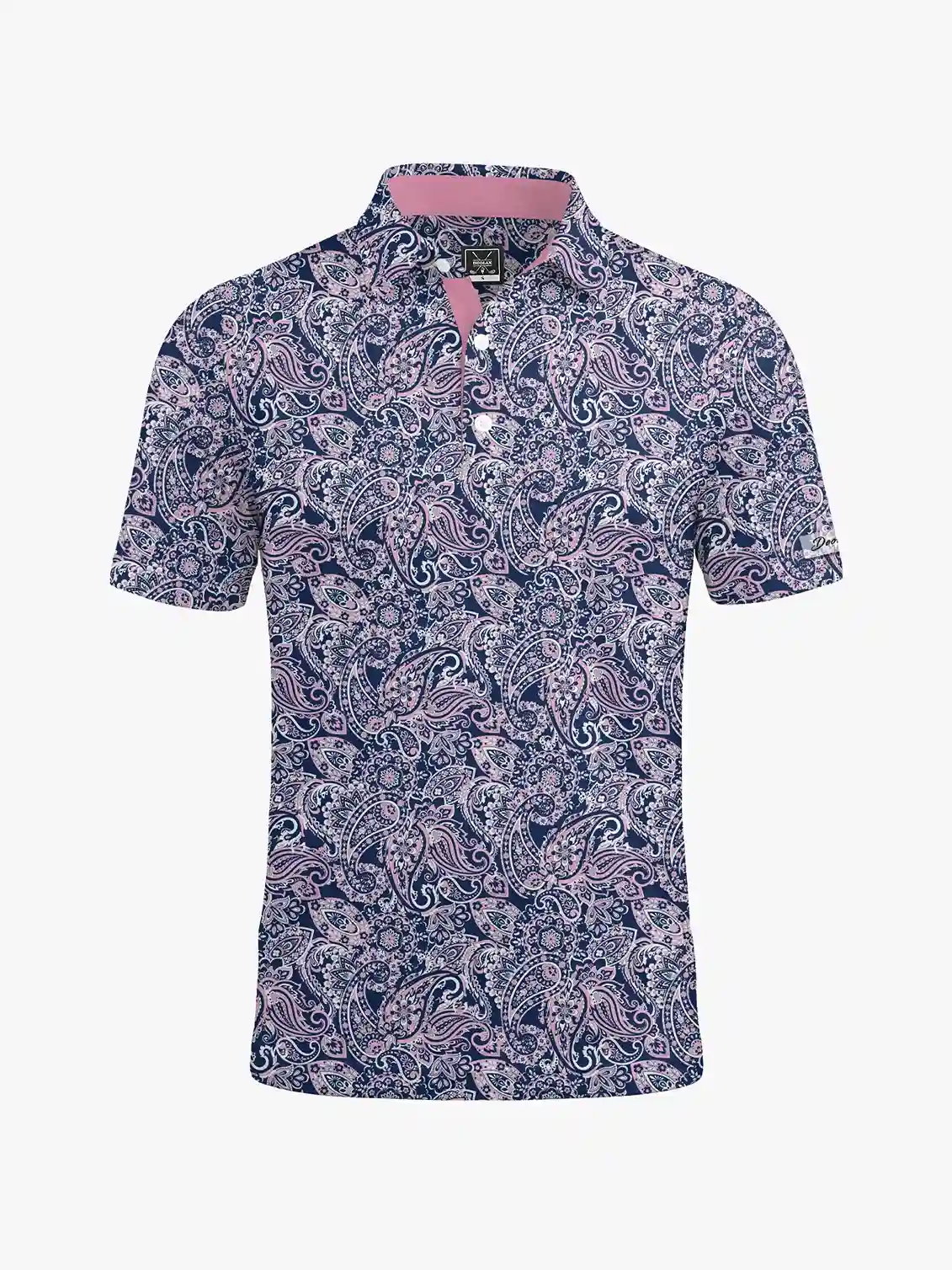 Midnight Men's Pink Paisley Polo - Deolax