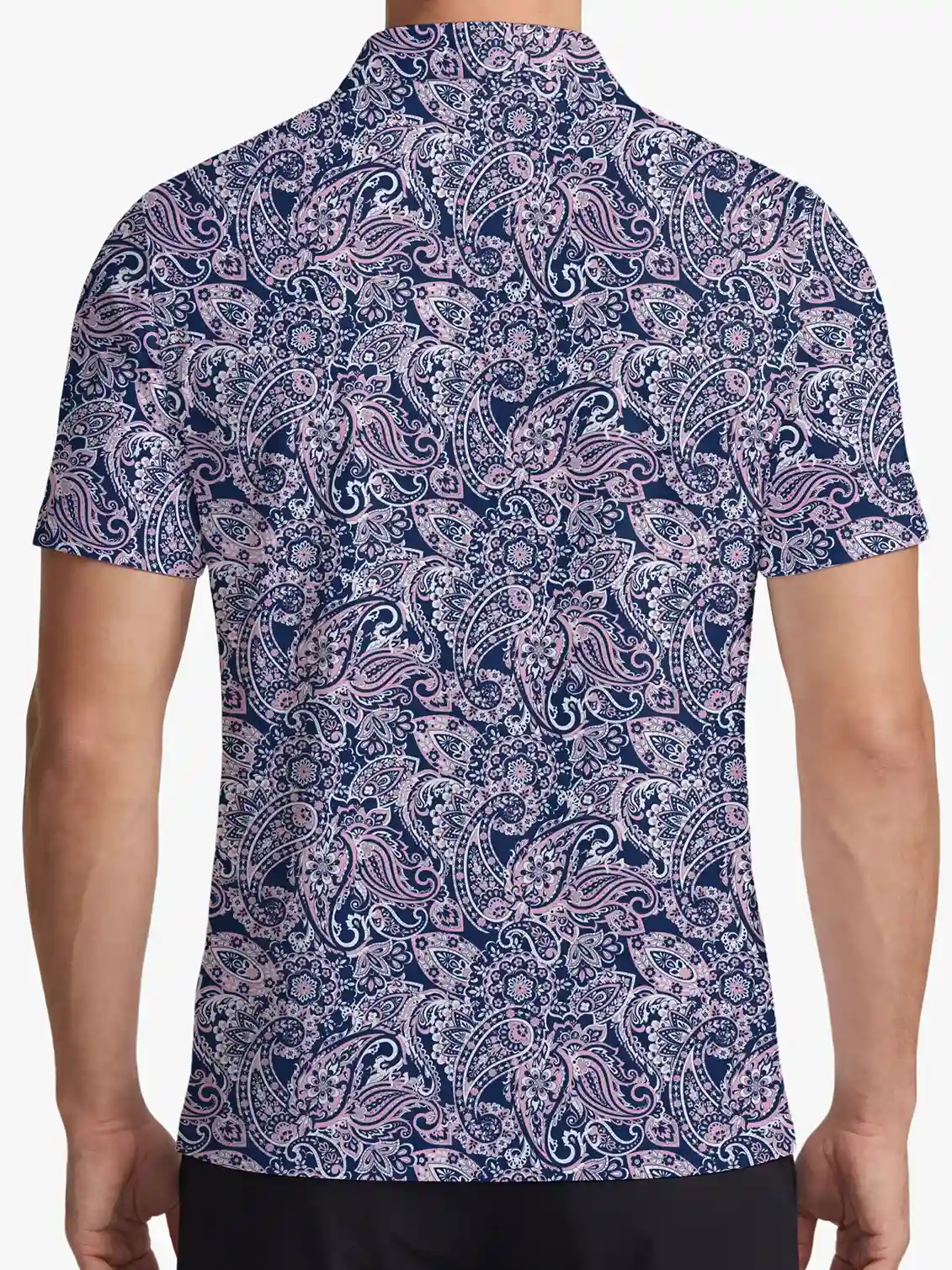 Midnight Men's Pink Paisley Polo - Deolax
