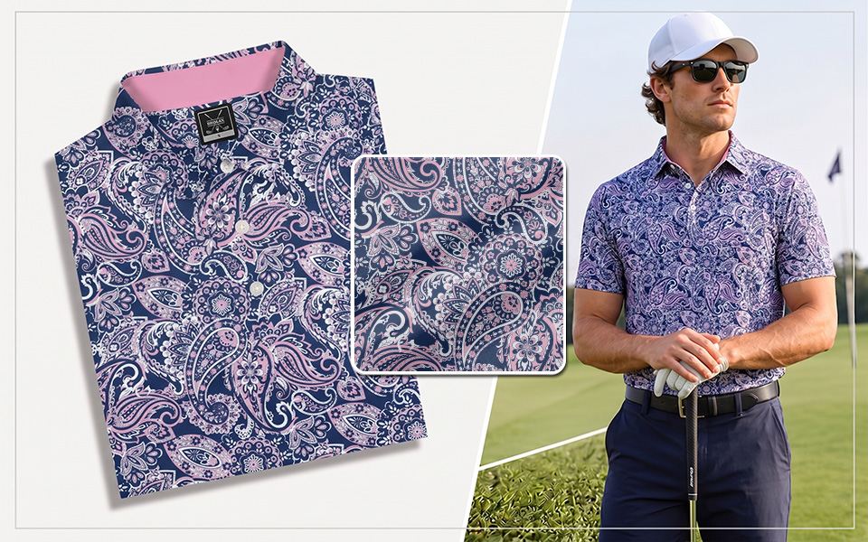 Midnight Pink Paisley Polo