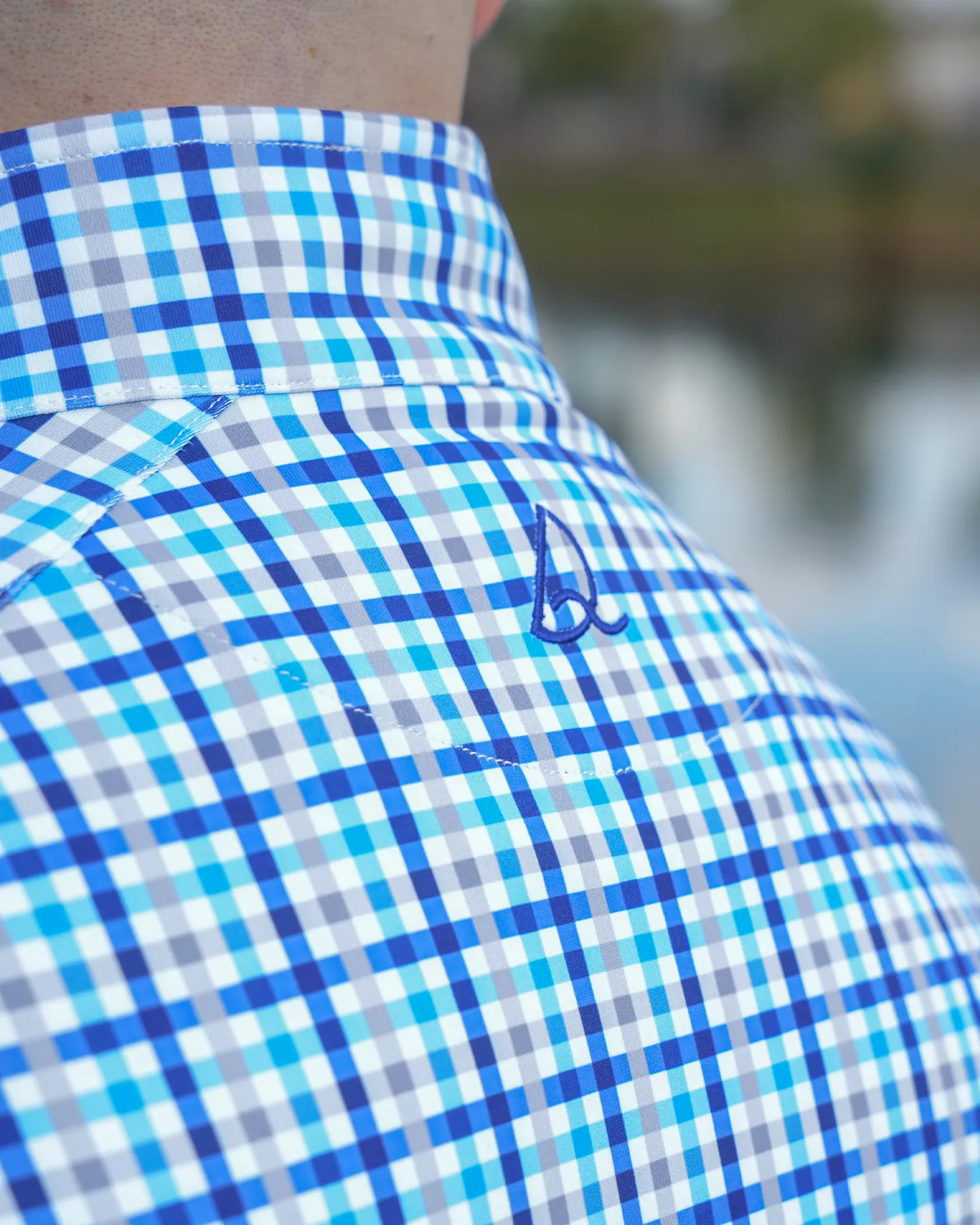 Checked Quarter Zip - Navy