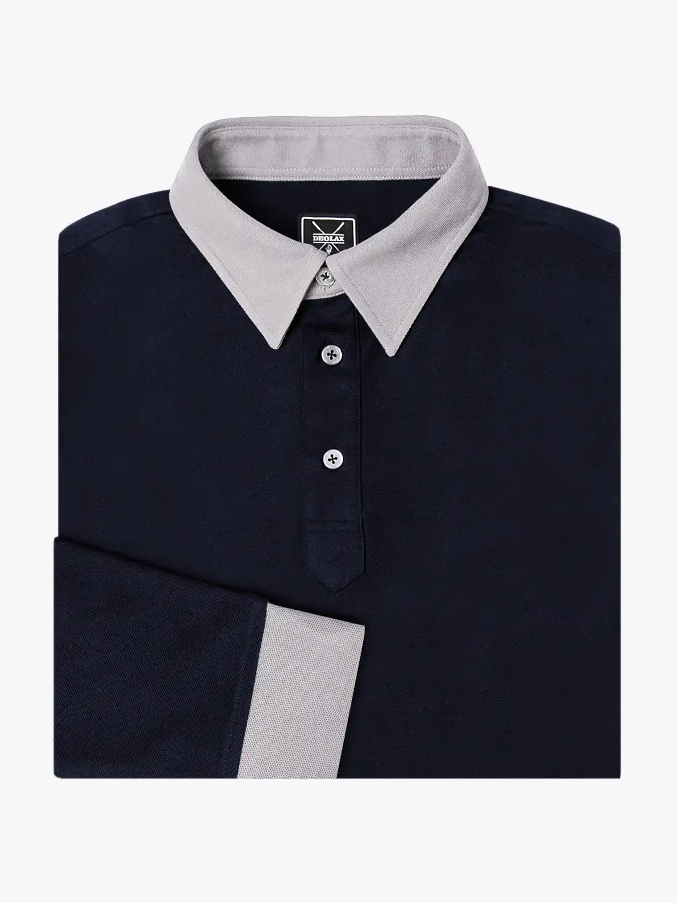 Country Club Contrast Pique Long Sleeve Polo - Deolax