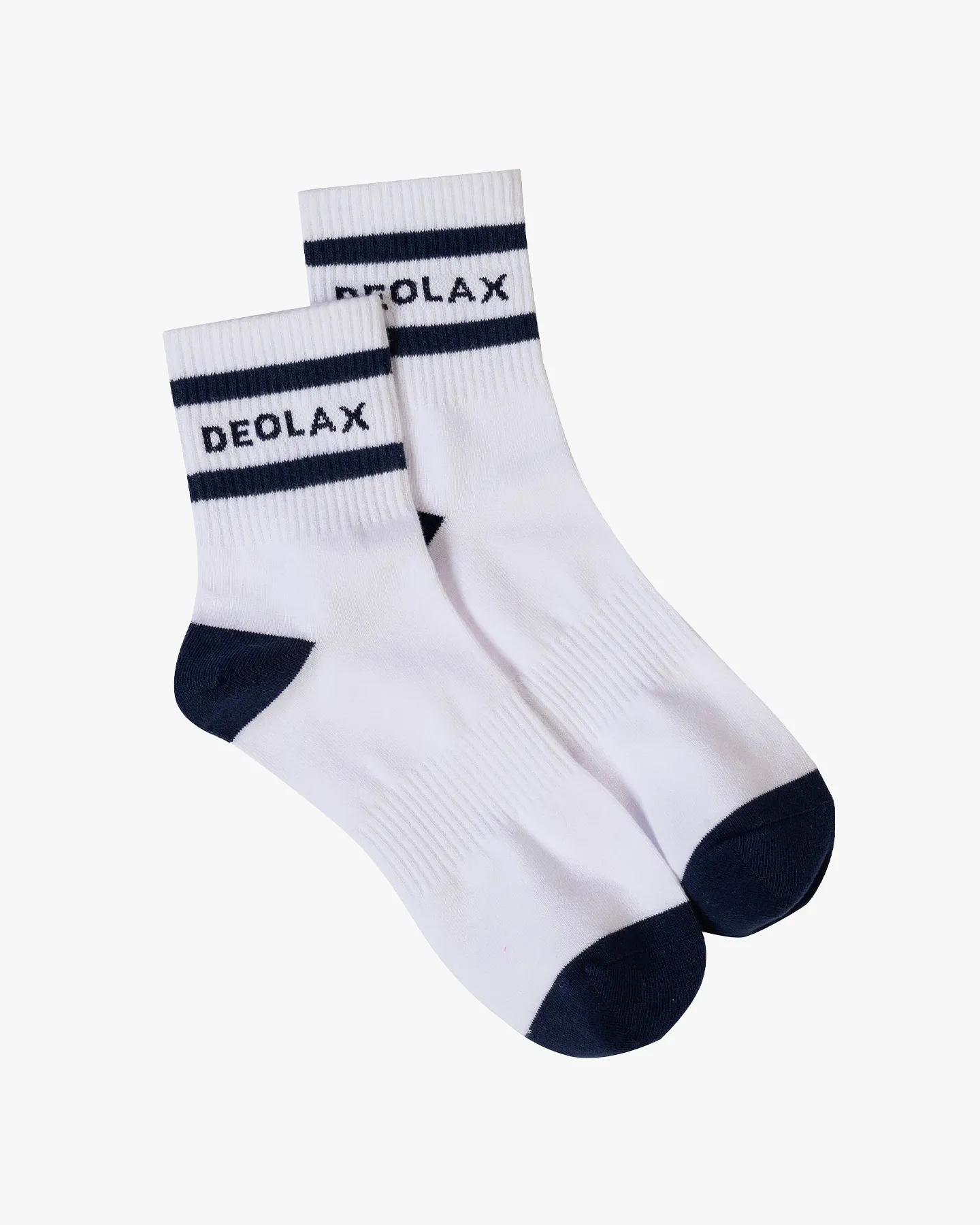 Striped Quarter Crew Socks - Navy - Deolax