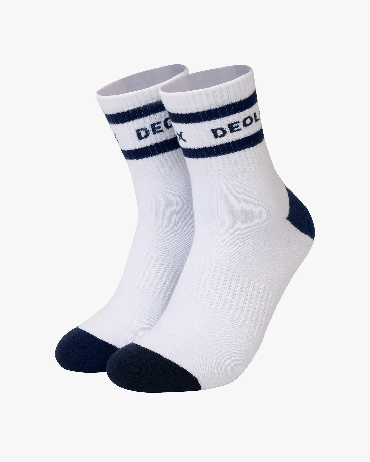 Striped Quarter Crew Socks - Navy - Deolax