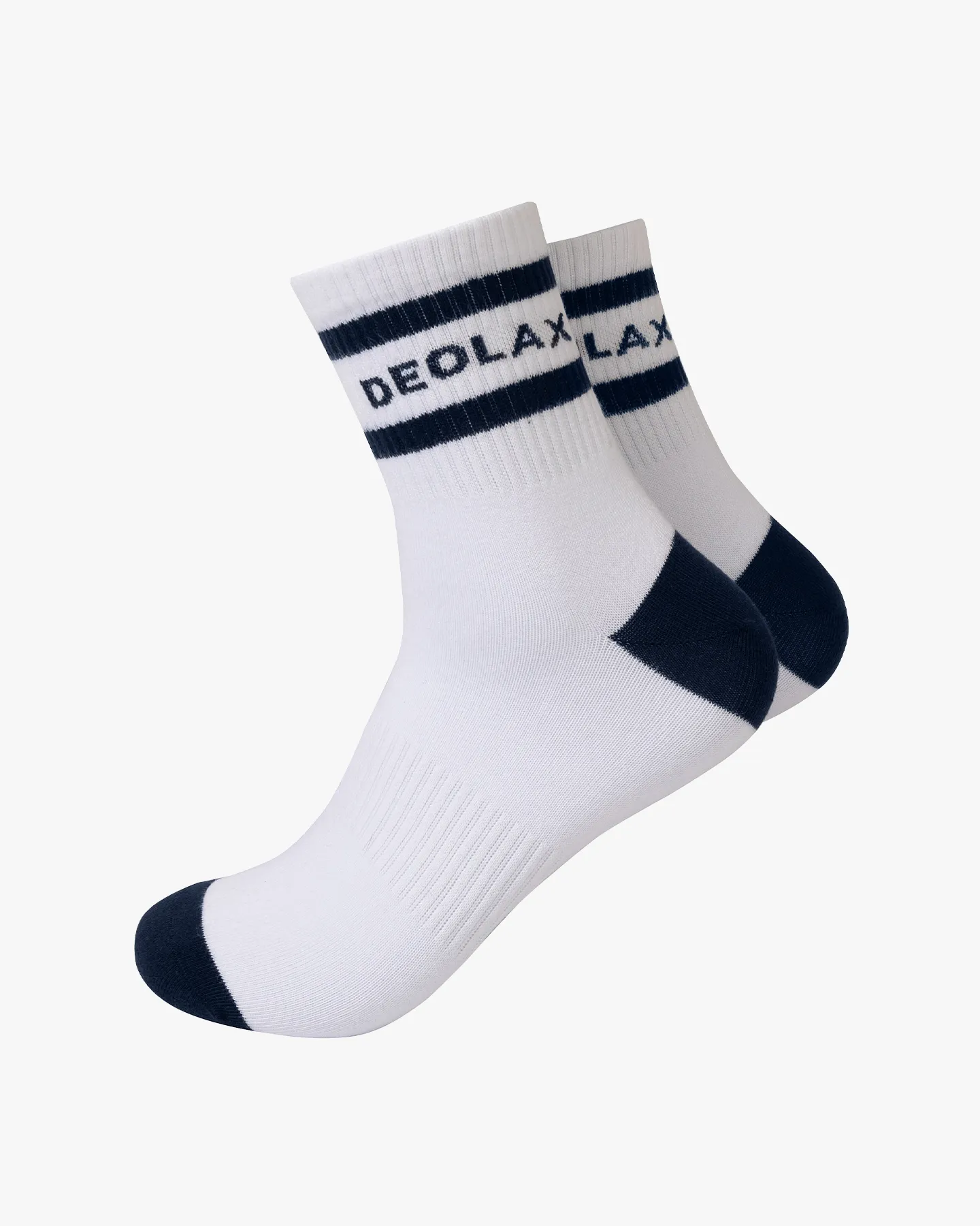 Striped Quarter Crew Socks - Navy - Deolax