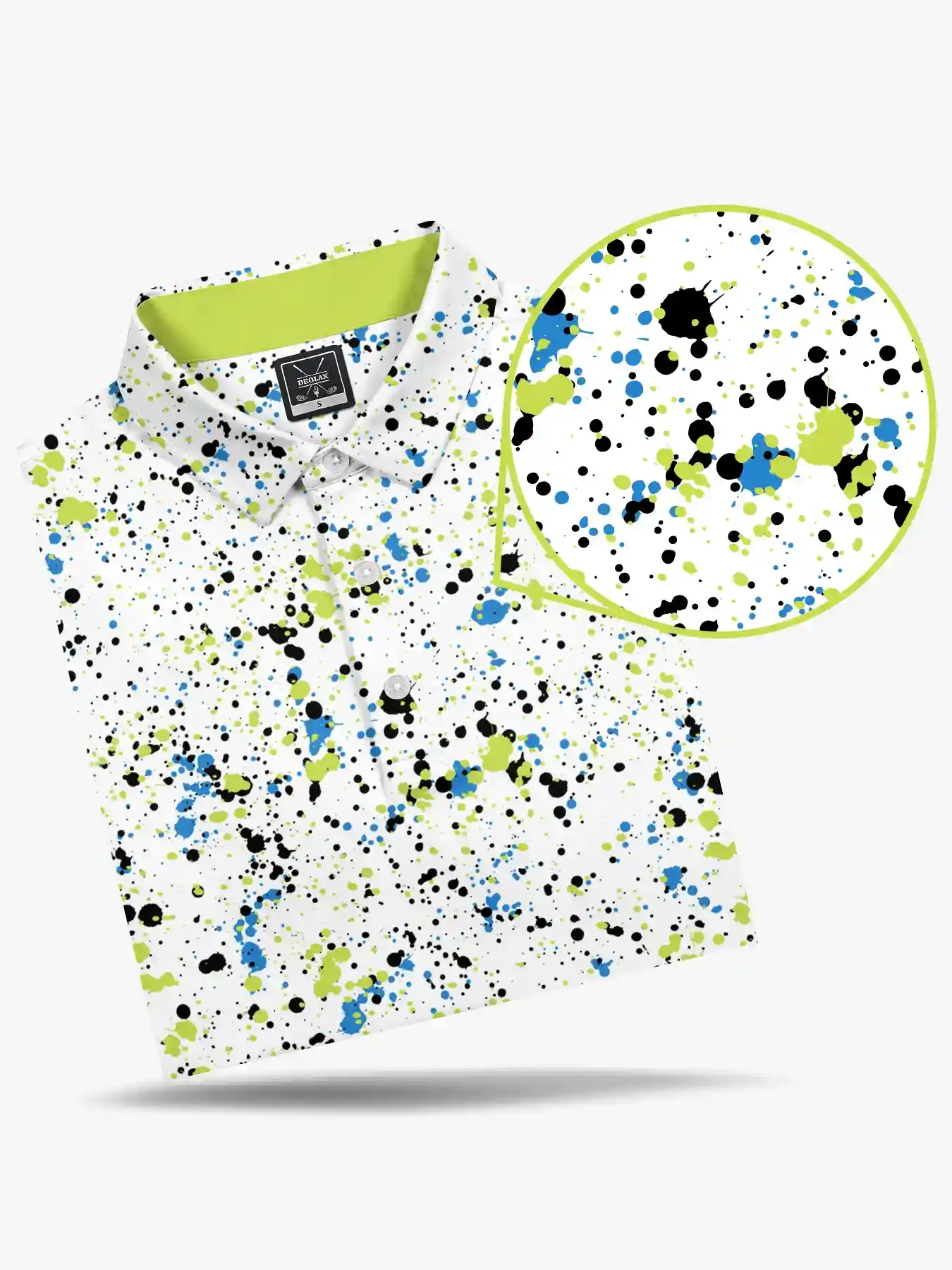Neon Men's Green Splatter Polo - Deolax