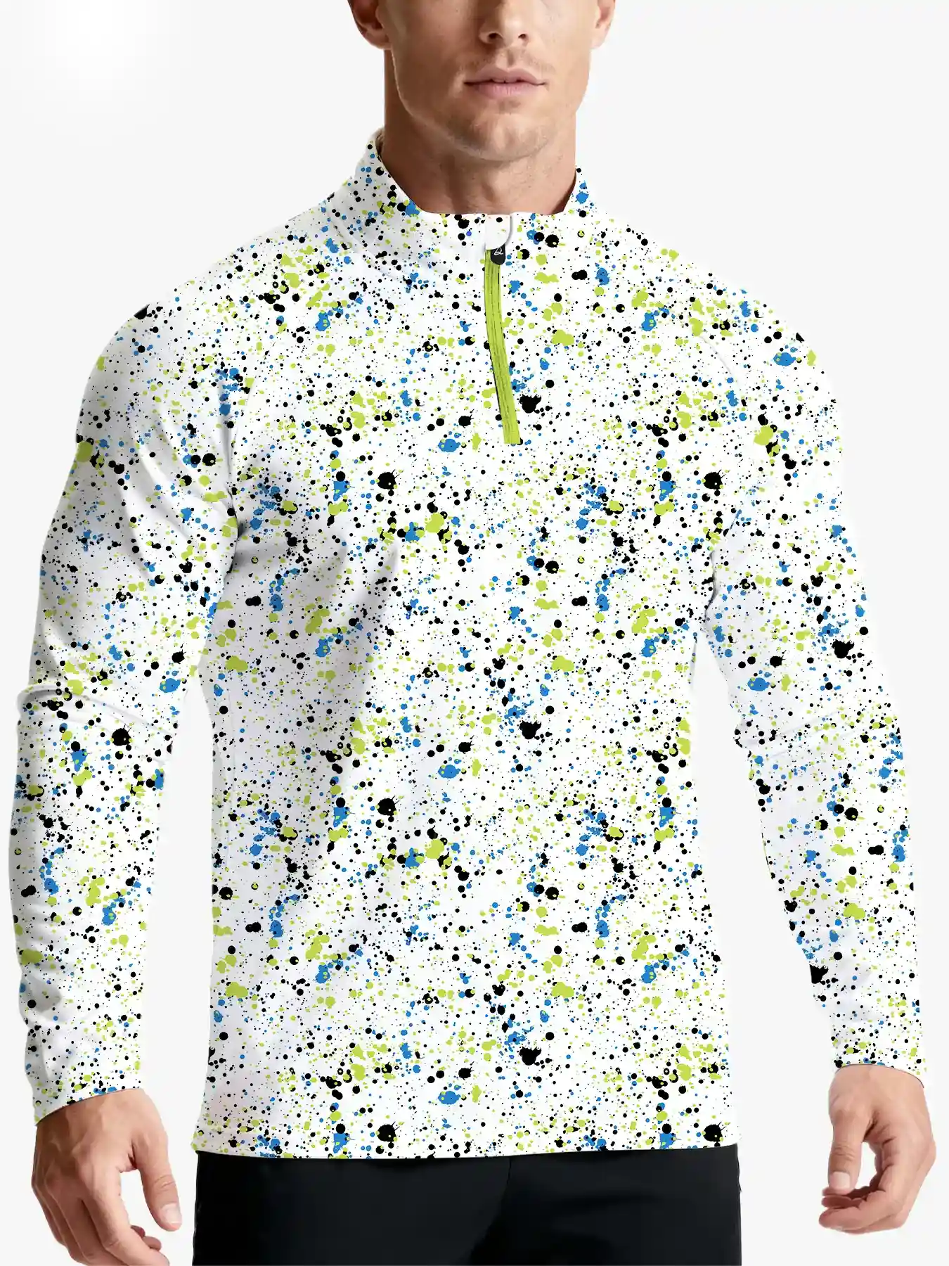 Neon Splatter Green Quarter Zip - Deolax
