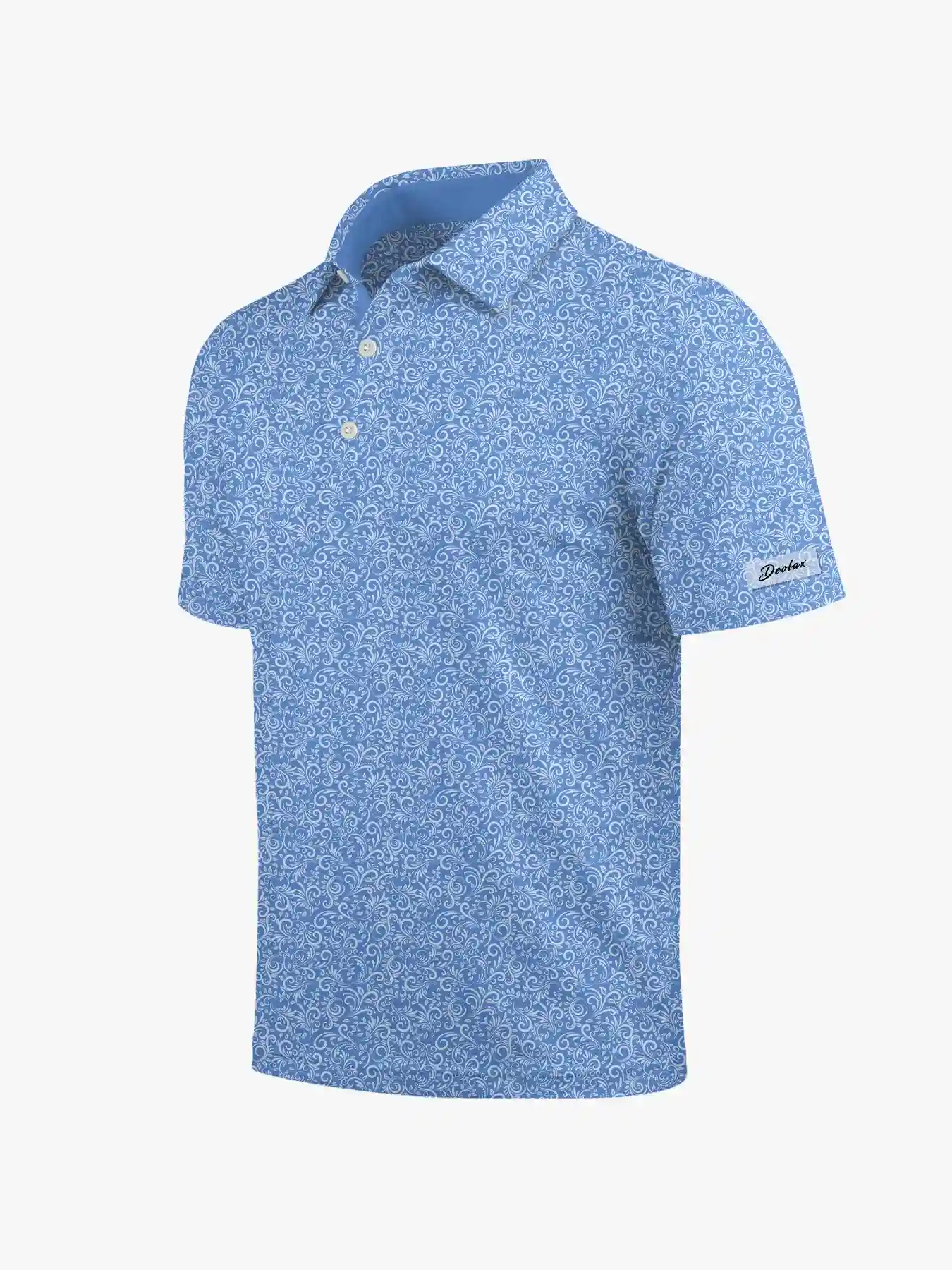 Men's Ocean Blue Paisley Polo - Deolax