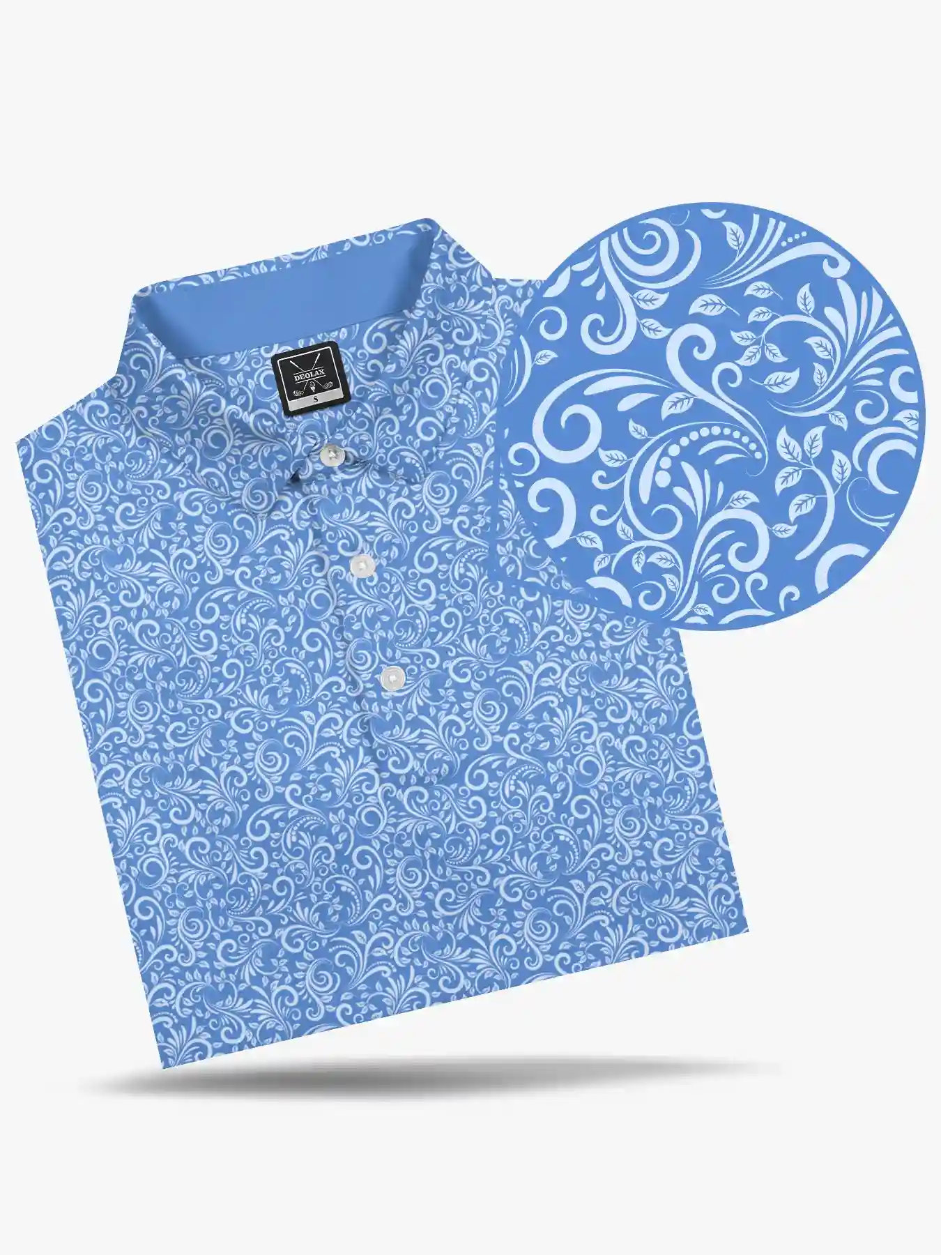 Men's Ocean Blue Paisley Polo - Deolax