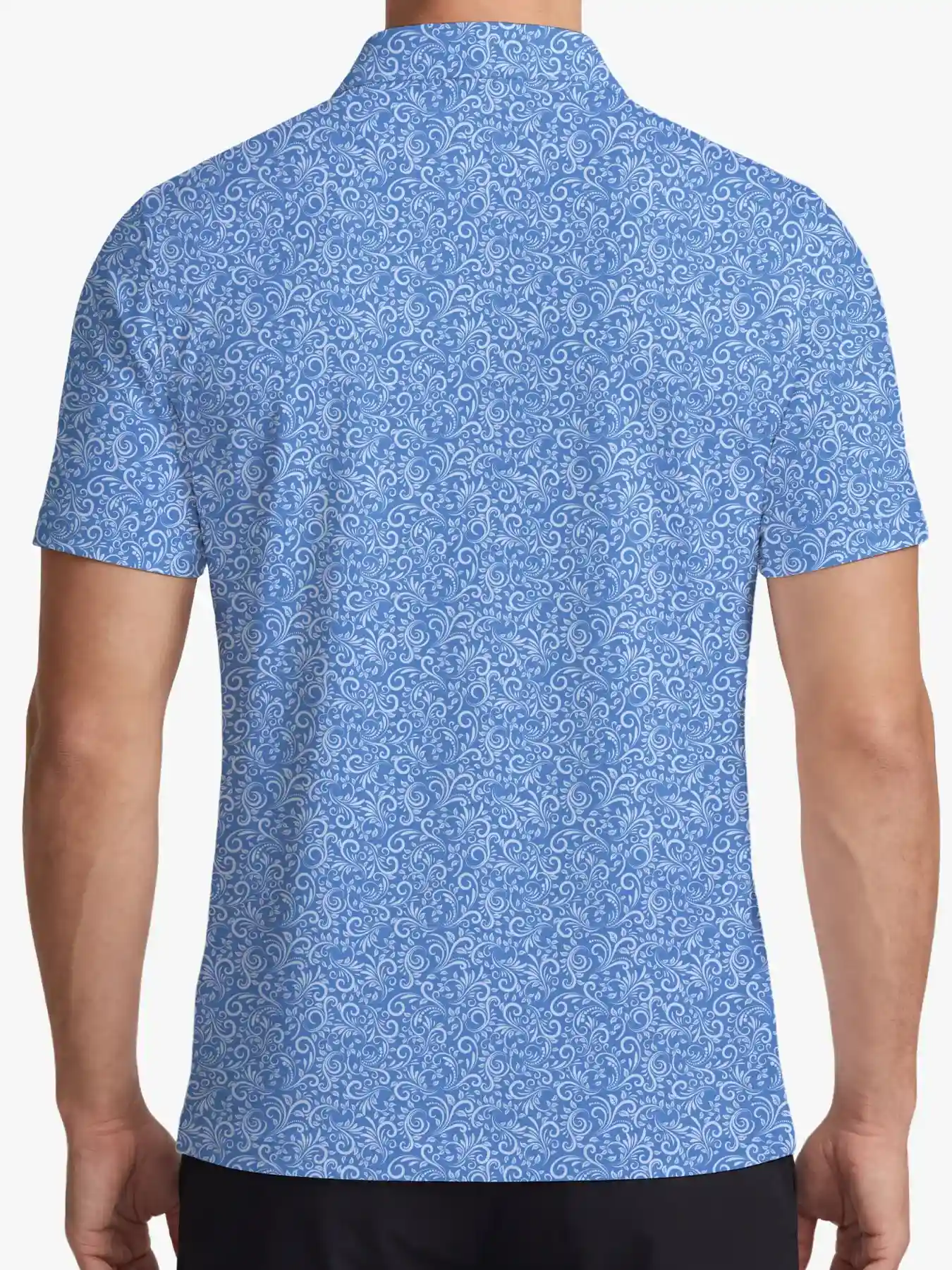 Men's Ocean Blue Paisley Polo - Deolax