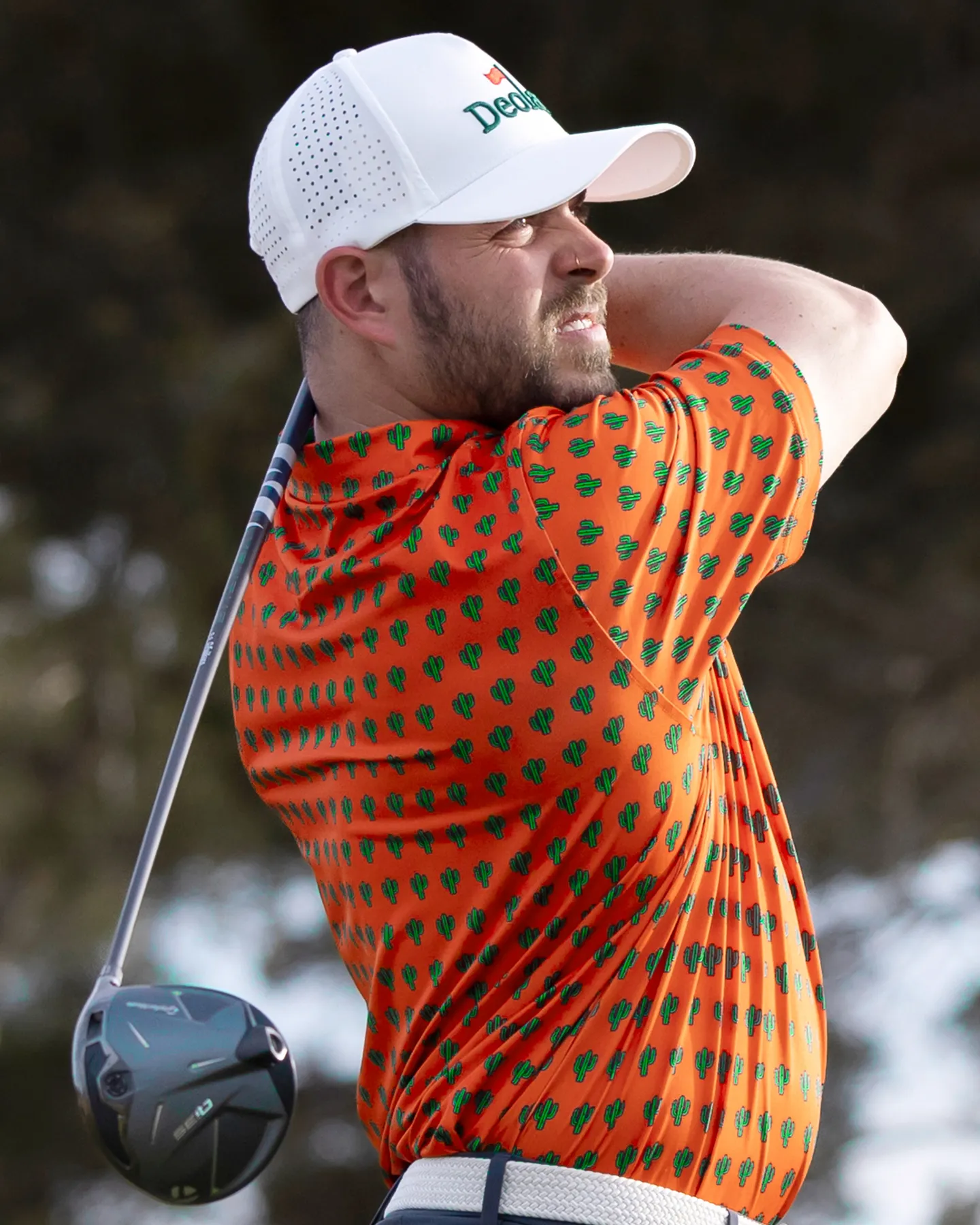  Orange Cactus Print Polo