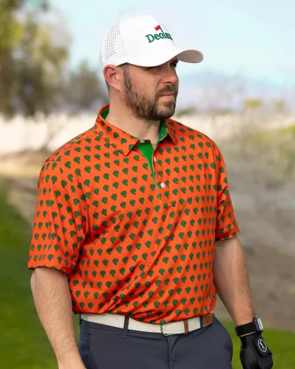  Orange Cactus Print Polo