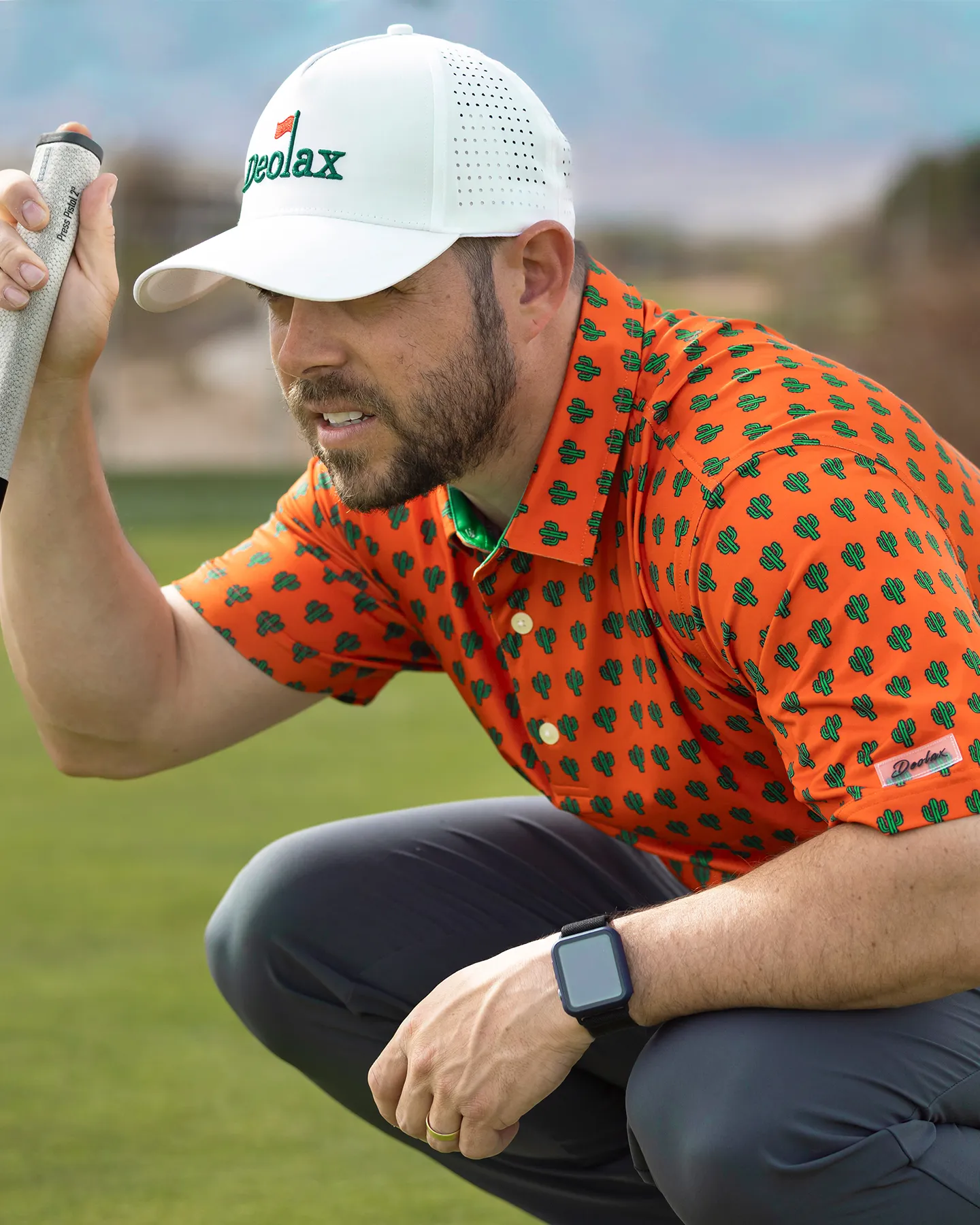  Orange Cactus Print Polo