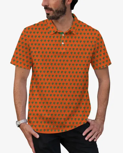  Orange Cactus Print Polo