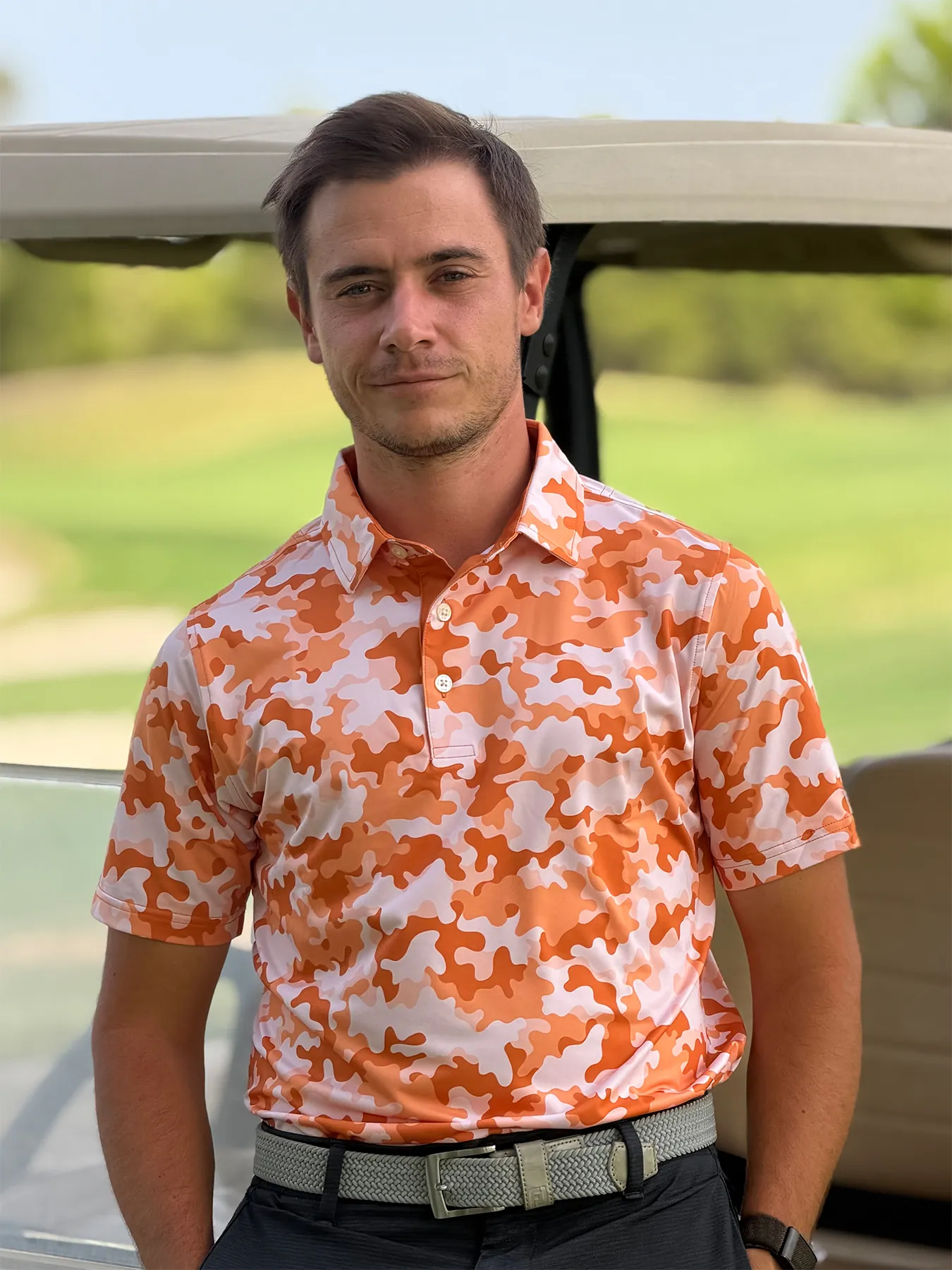 Orange Texas Camo Polo