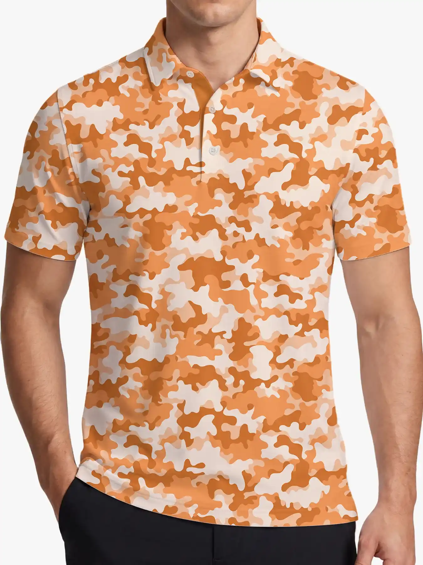 Orange Texas Camo Golf Polo - Deolax
