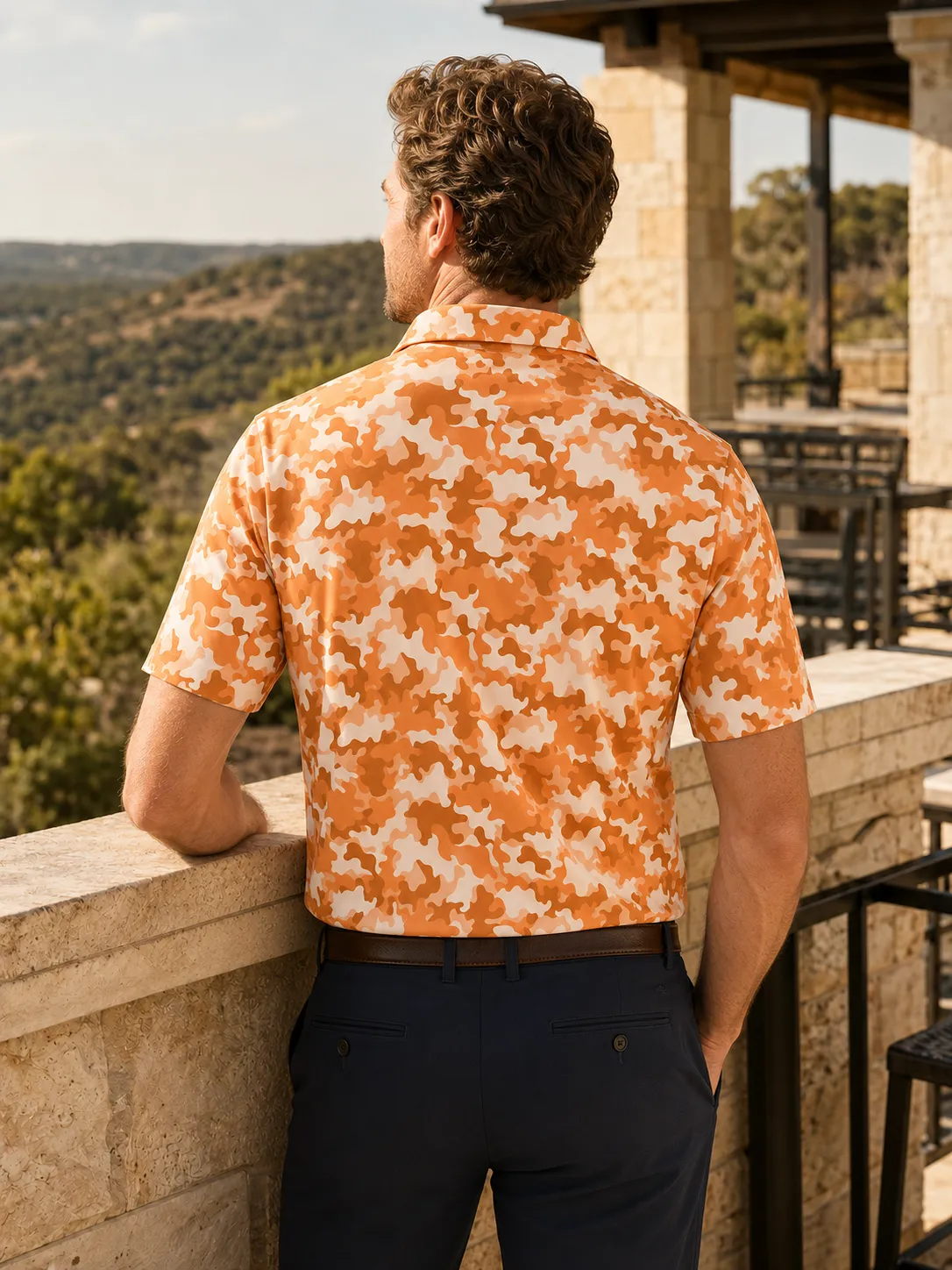 Orange Texas Camo Polo