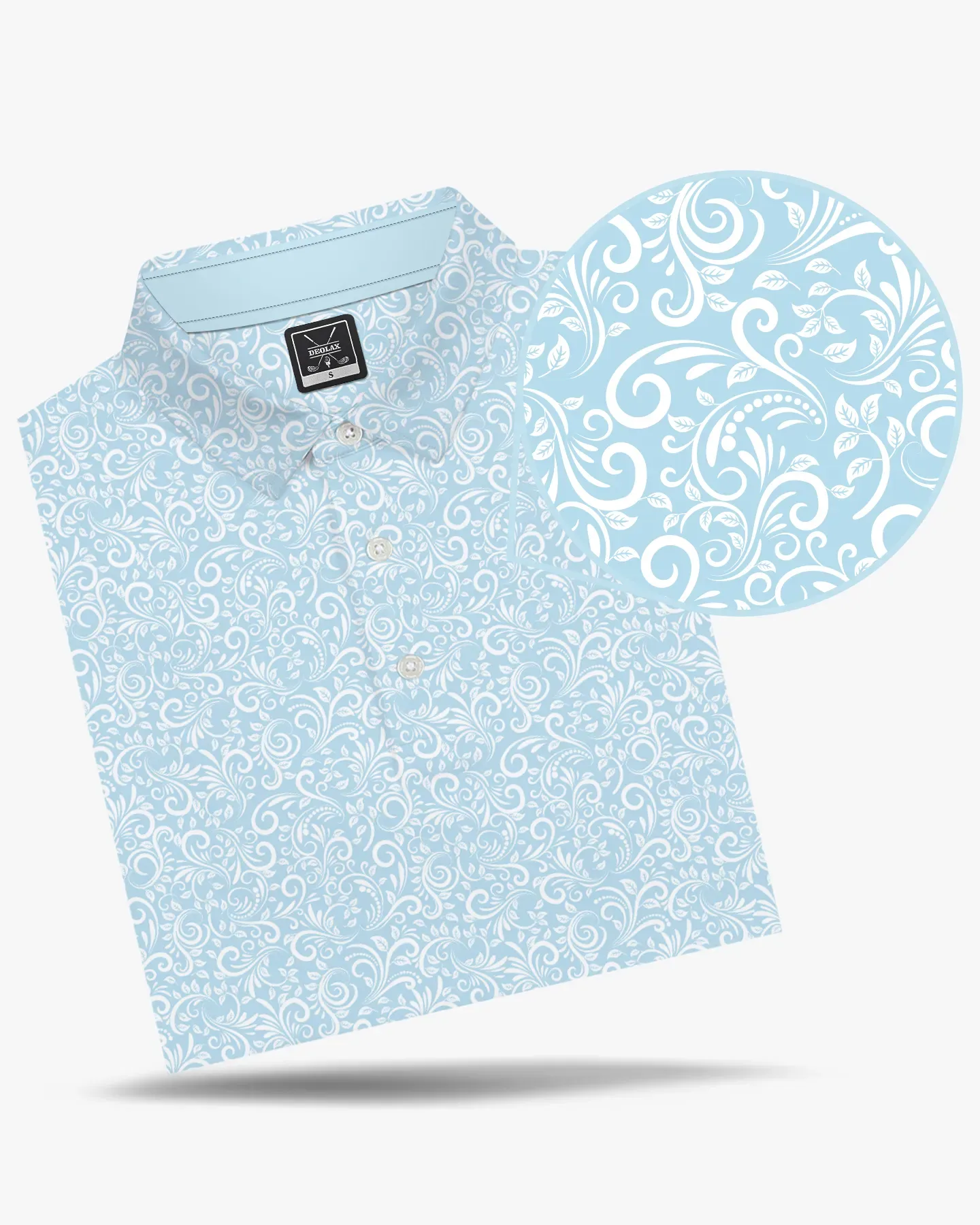 Light Blue Paisley Polo - Deolax