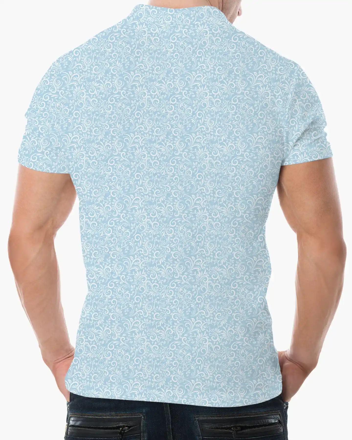Light Blue Paisley Polo - Deolax