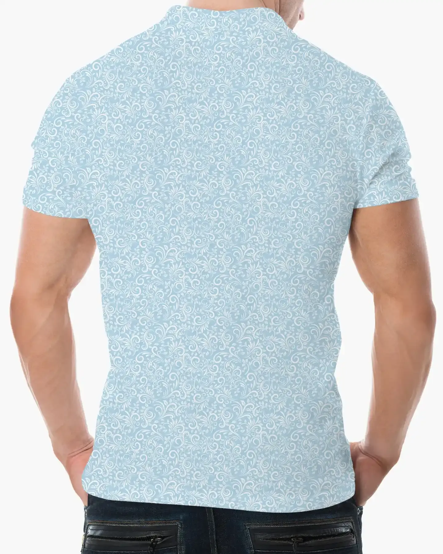 Light Blue Paisley Polo - Deolax