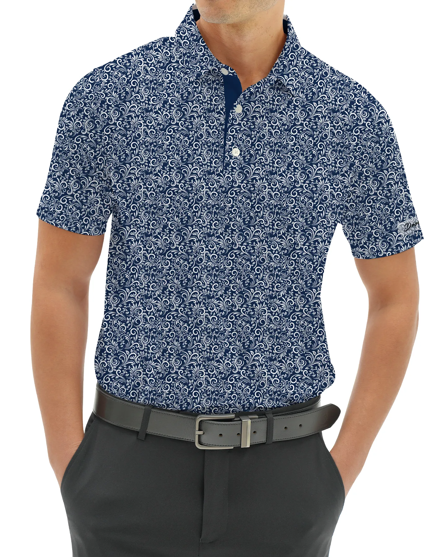 Paisley Polo - Navy