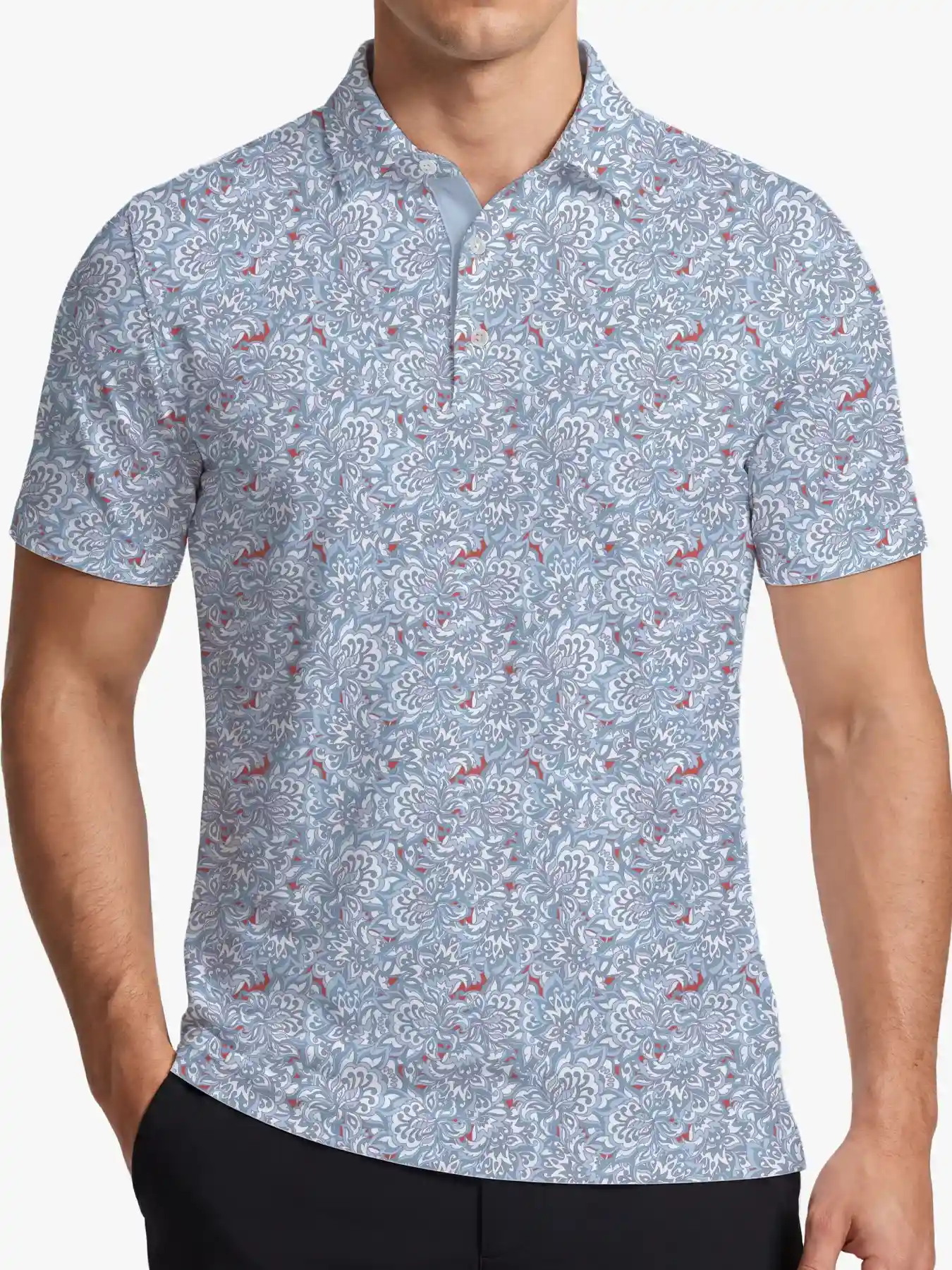 Pietro Men's Gray Paisley Polo - Deolax