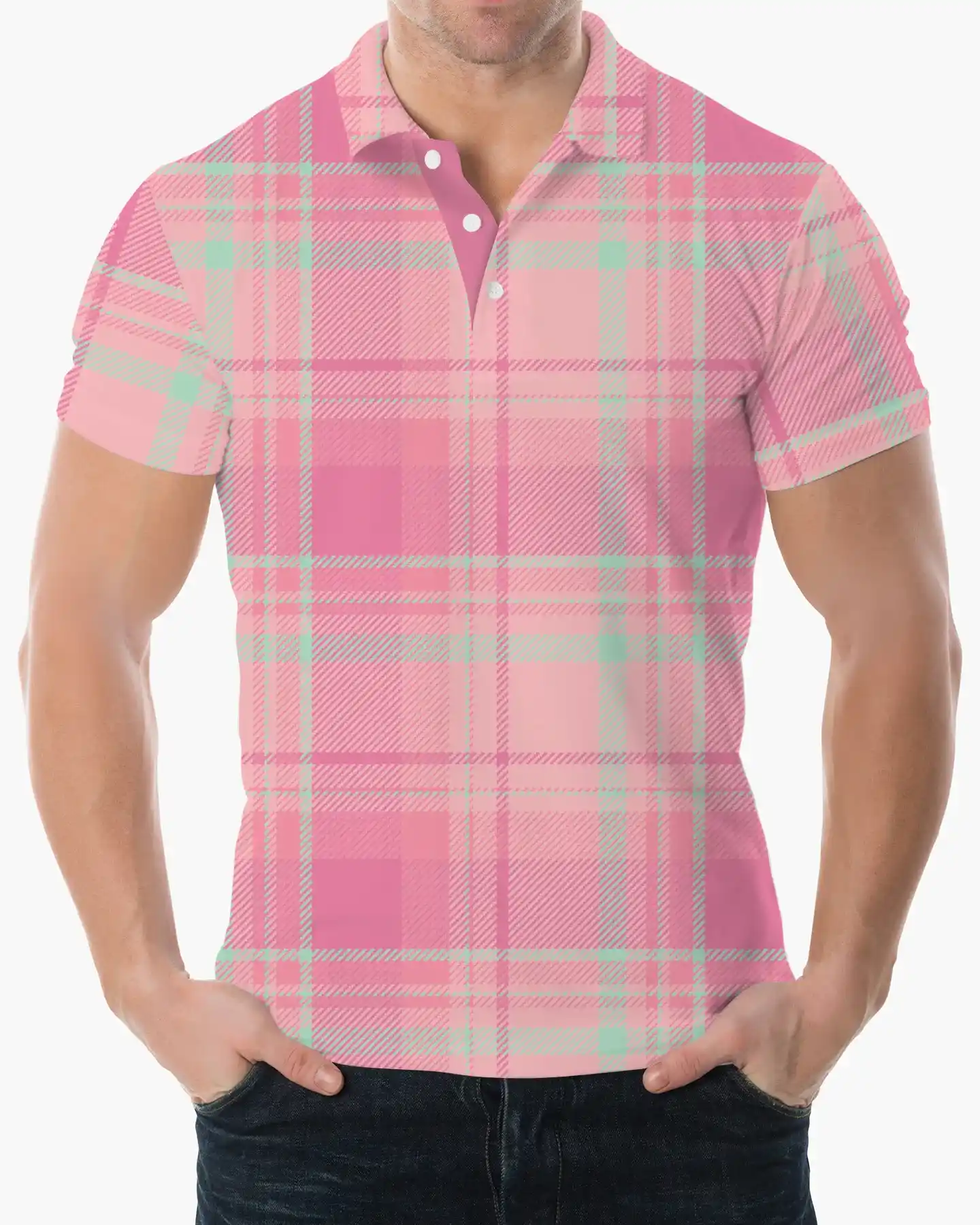 Pink Checkered Polo - Deolax