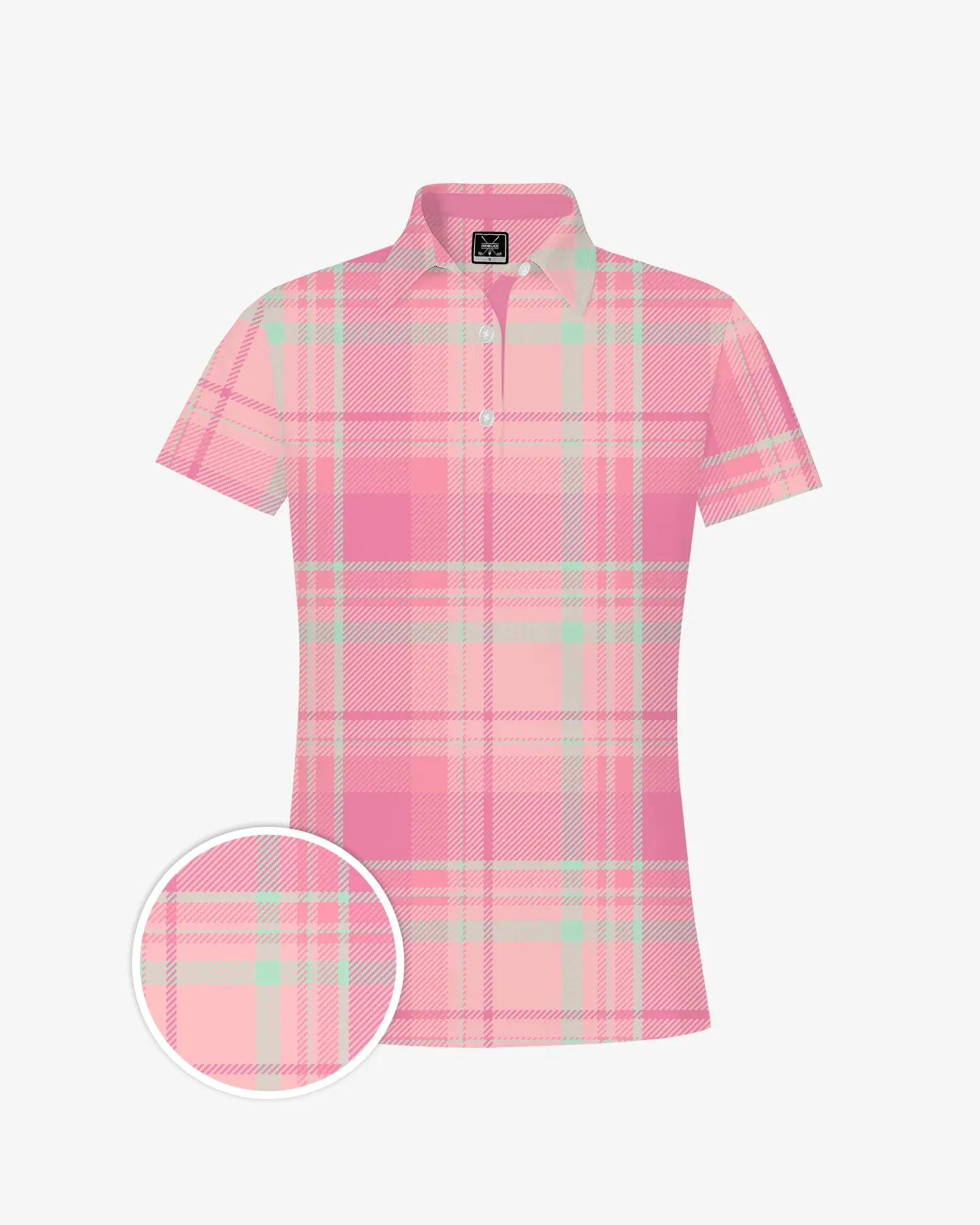 Pink Checkered Women's Polo - Deolax