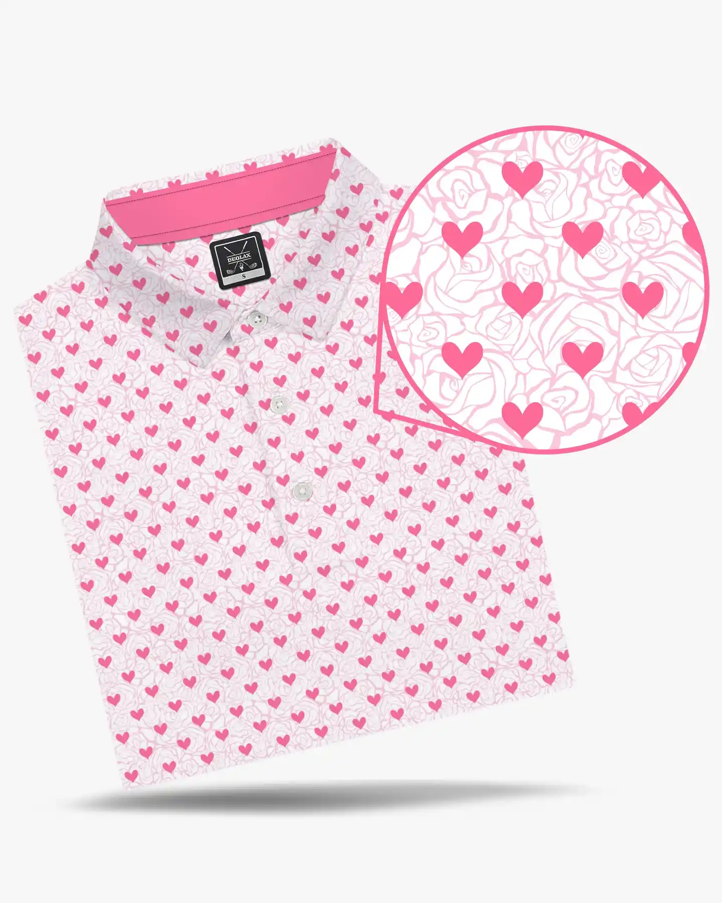 Pink Heart Floral Polo - Deolax