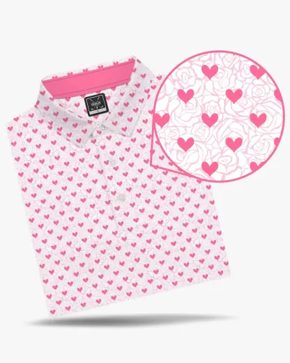 Pink Heart Floral Polo - Deolax