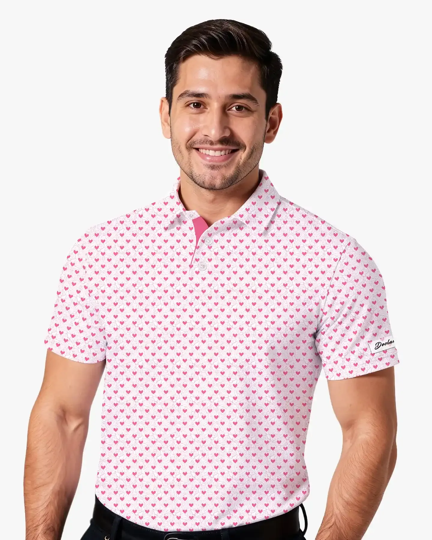 Pink Heart Floral Polo - Deolax