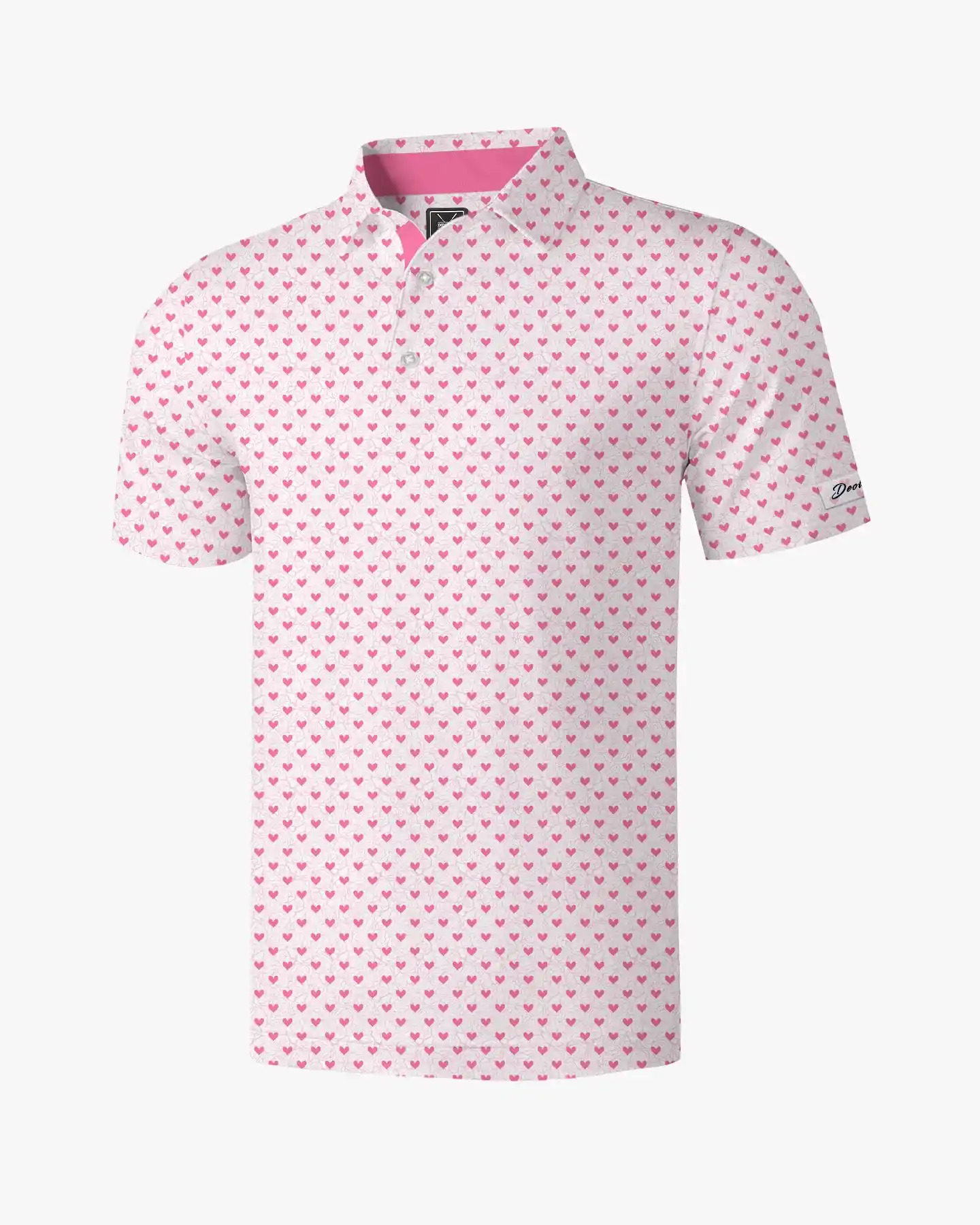 Pink Heart Floral Polo - Deolax