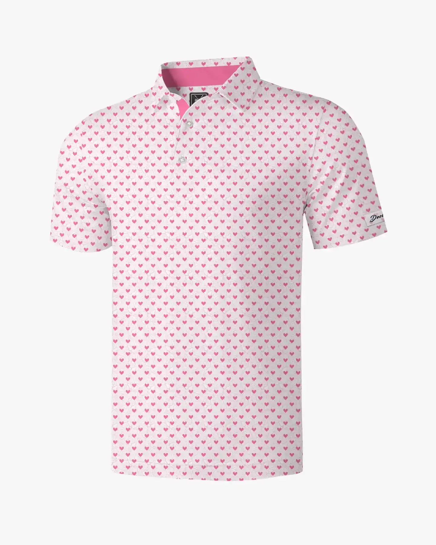 Pink Heart Floral Polo - Deolax