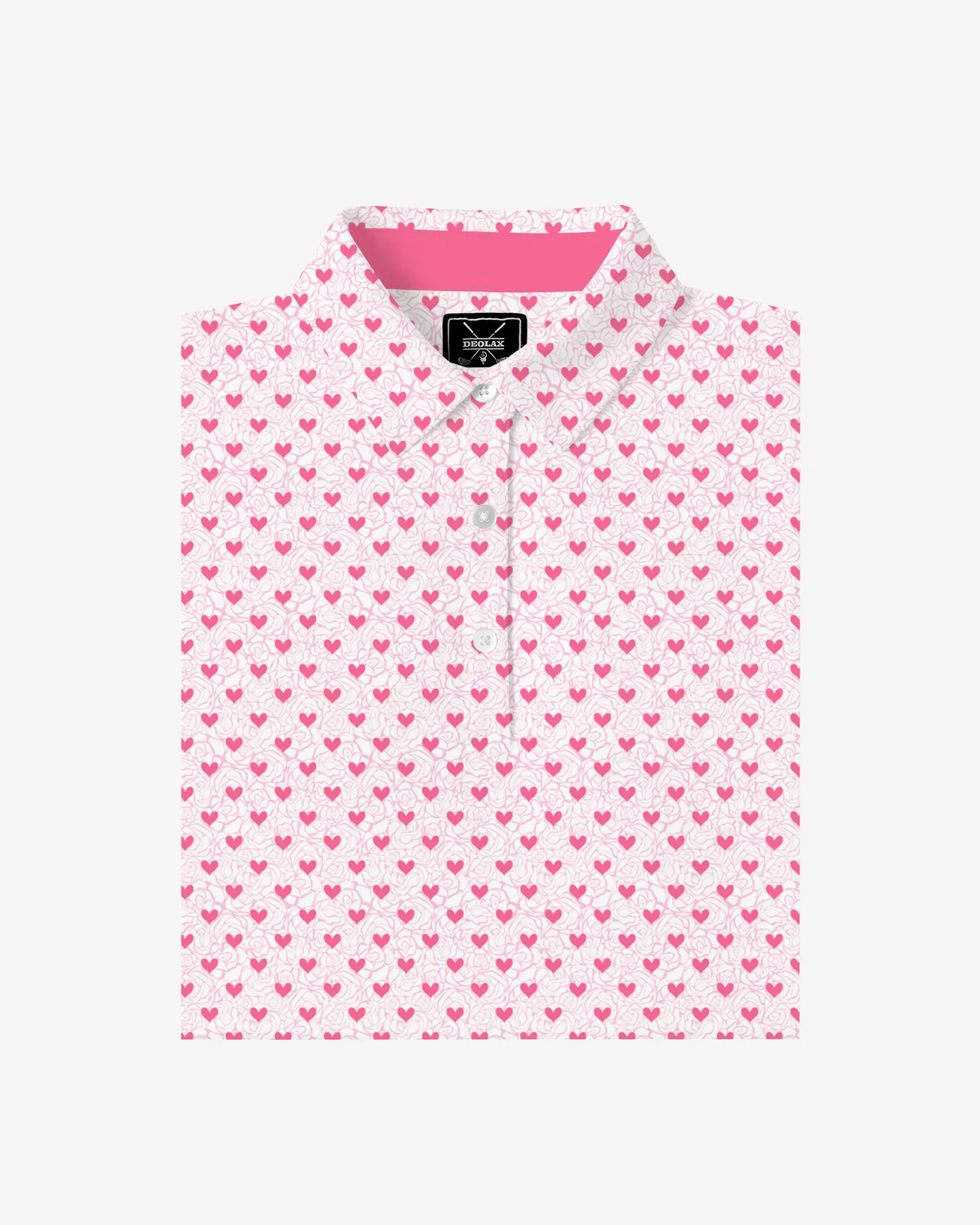 Pink Heart Floral Women's Polo - Deolax