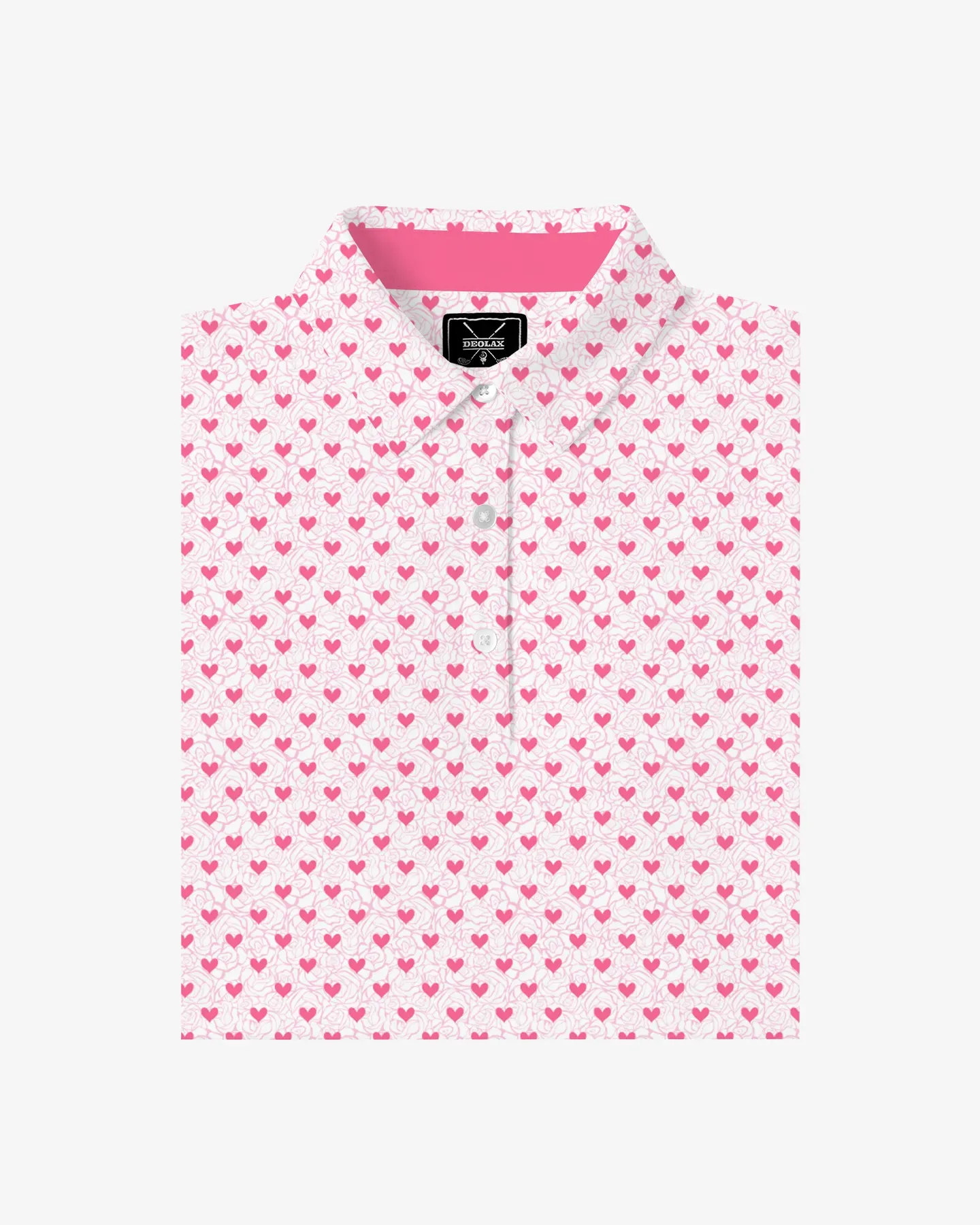 Pink Heart Floral Women's Polo - Deolax