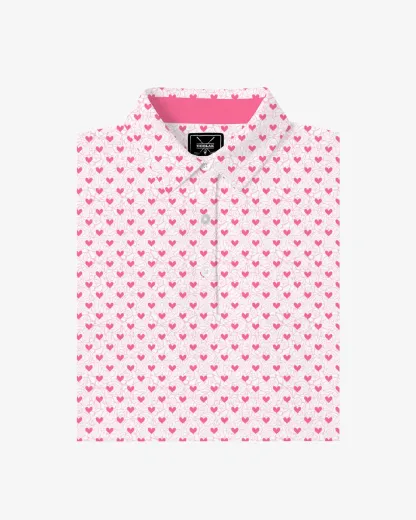 Pink Heart Floral Women's Polo - Deolax