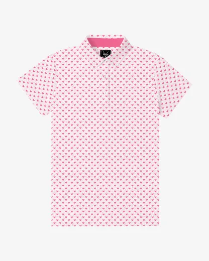 Pink Heart Floral Women's Polo - Deolax