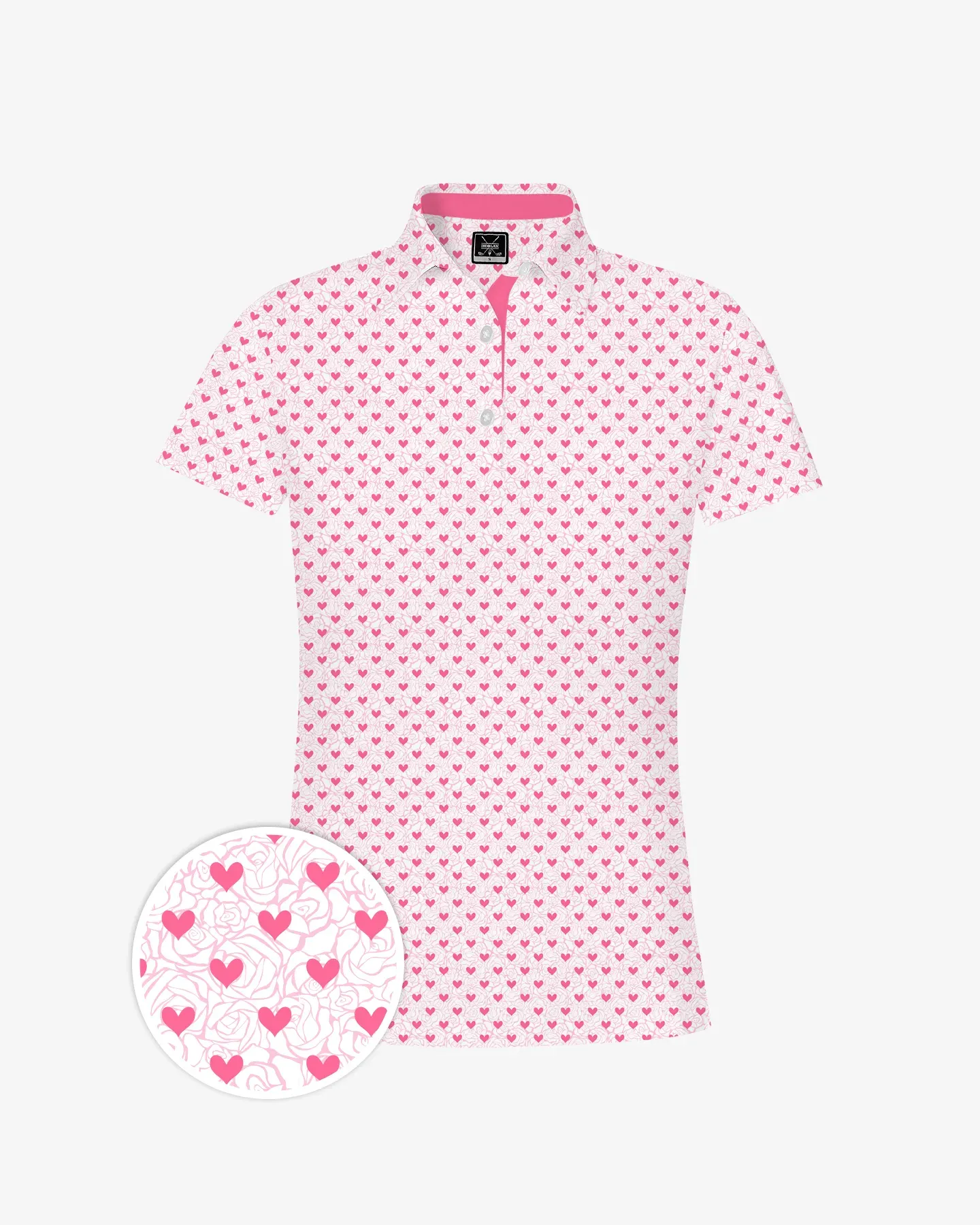 Pink Heart Floral Women's Polo - Deolax
