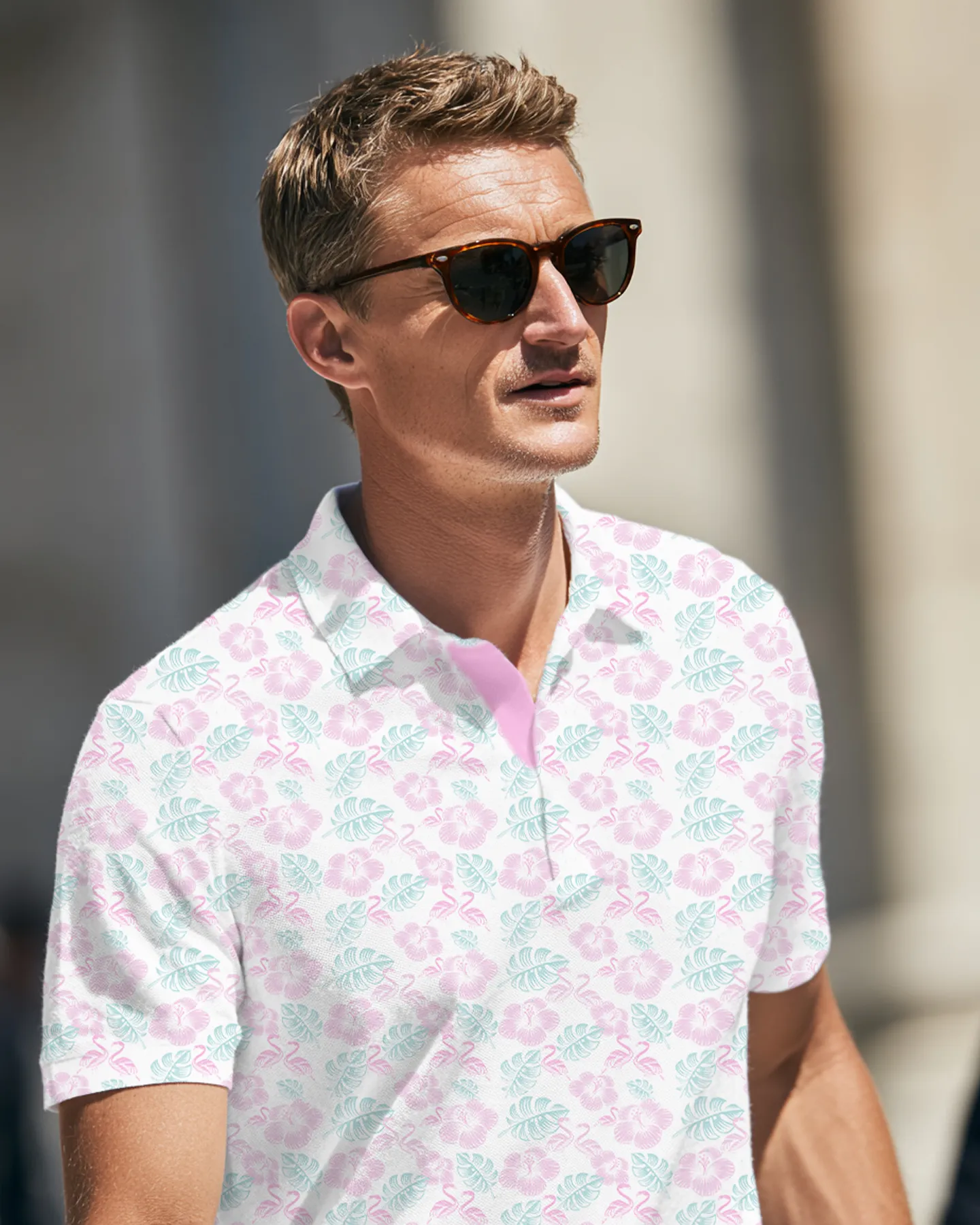 Pink Mingos Hawaiian Polo - Deolax