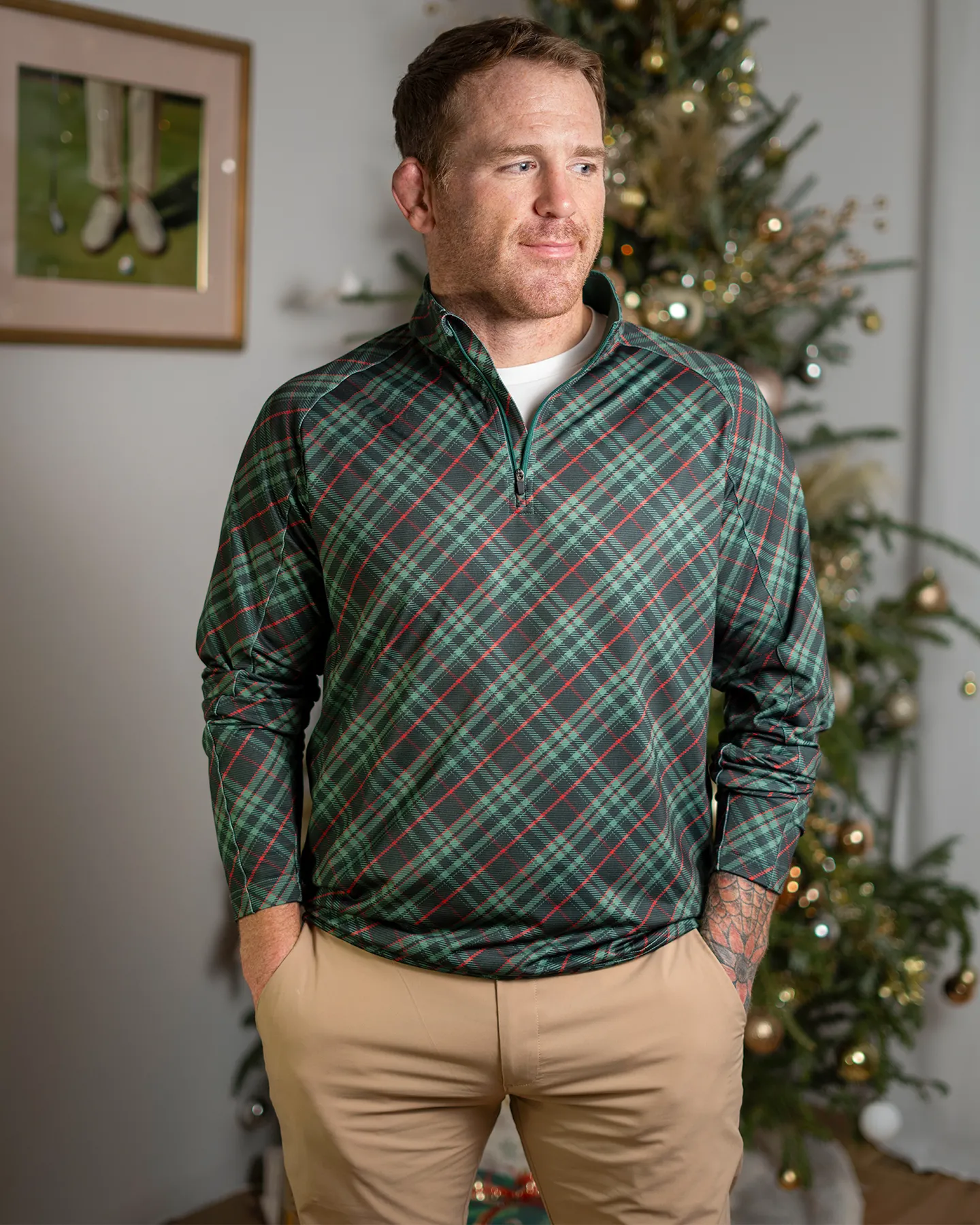 Plaid Knit Quarter Zip - Deolax