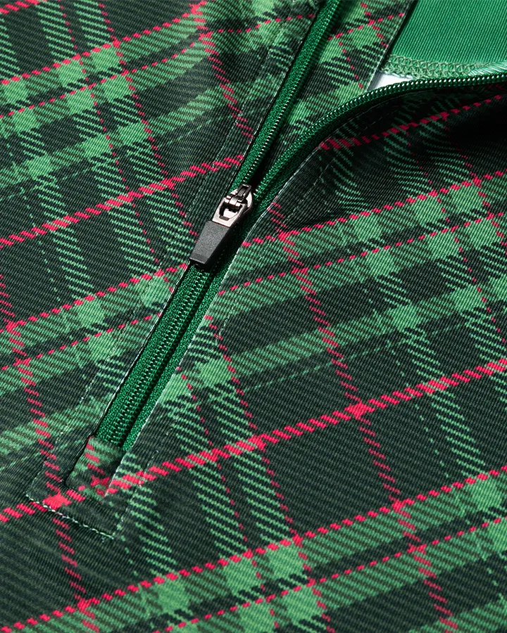 Plaid Knit Quarter Zip - Deolax